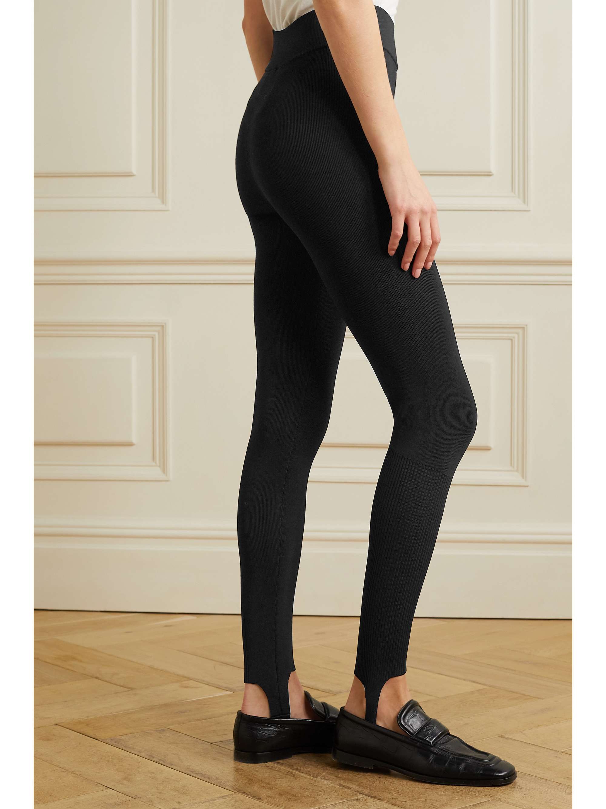 VICTORIA BECKHAM Ribbed stretch-knit stirrup leggings