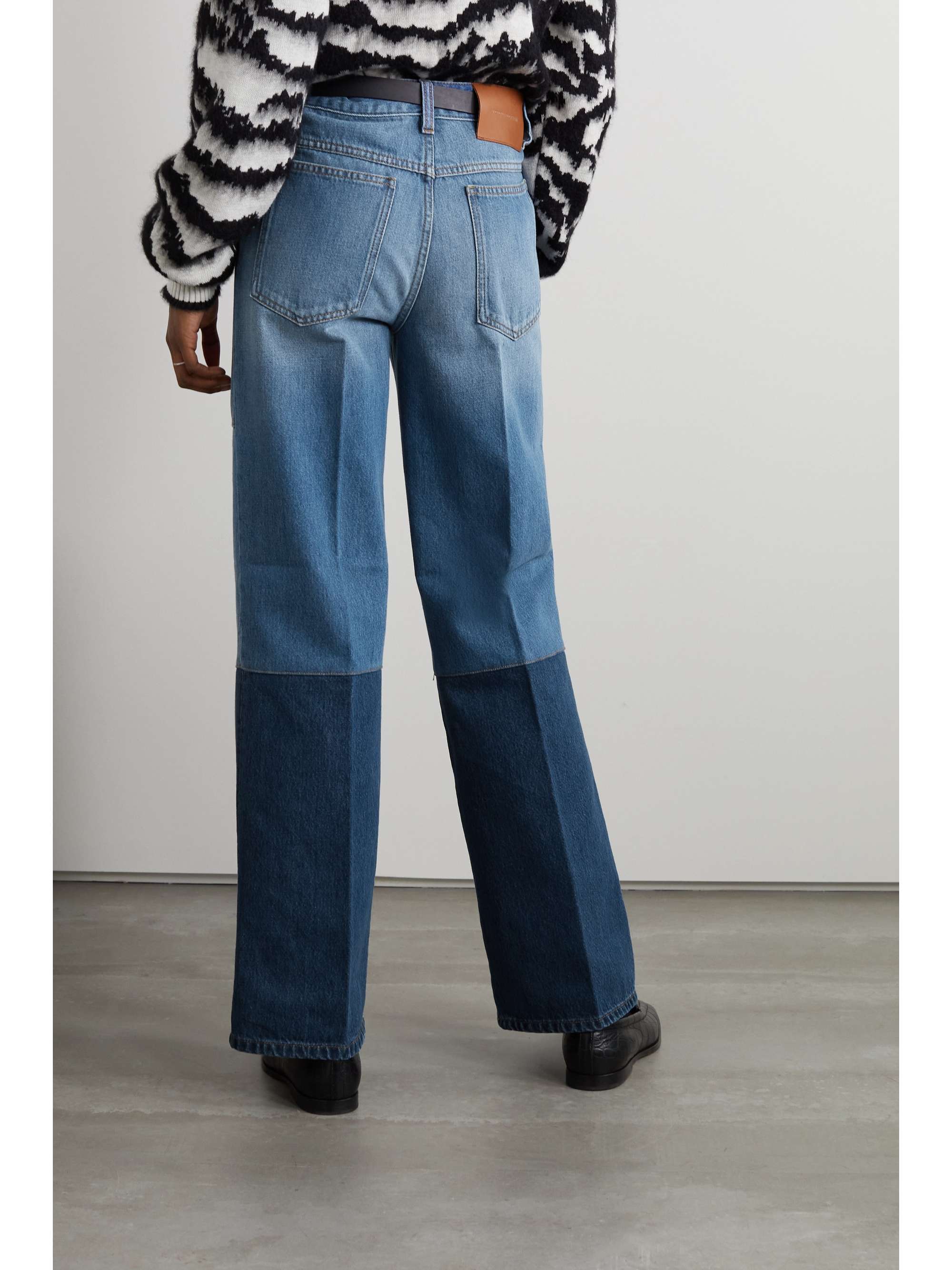 VICTORIA BECKHAM Serge two-tone mid-rise wide-leg jeans