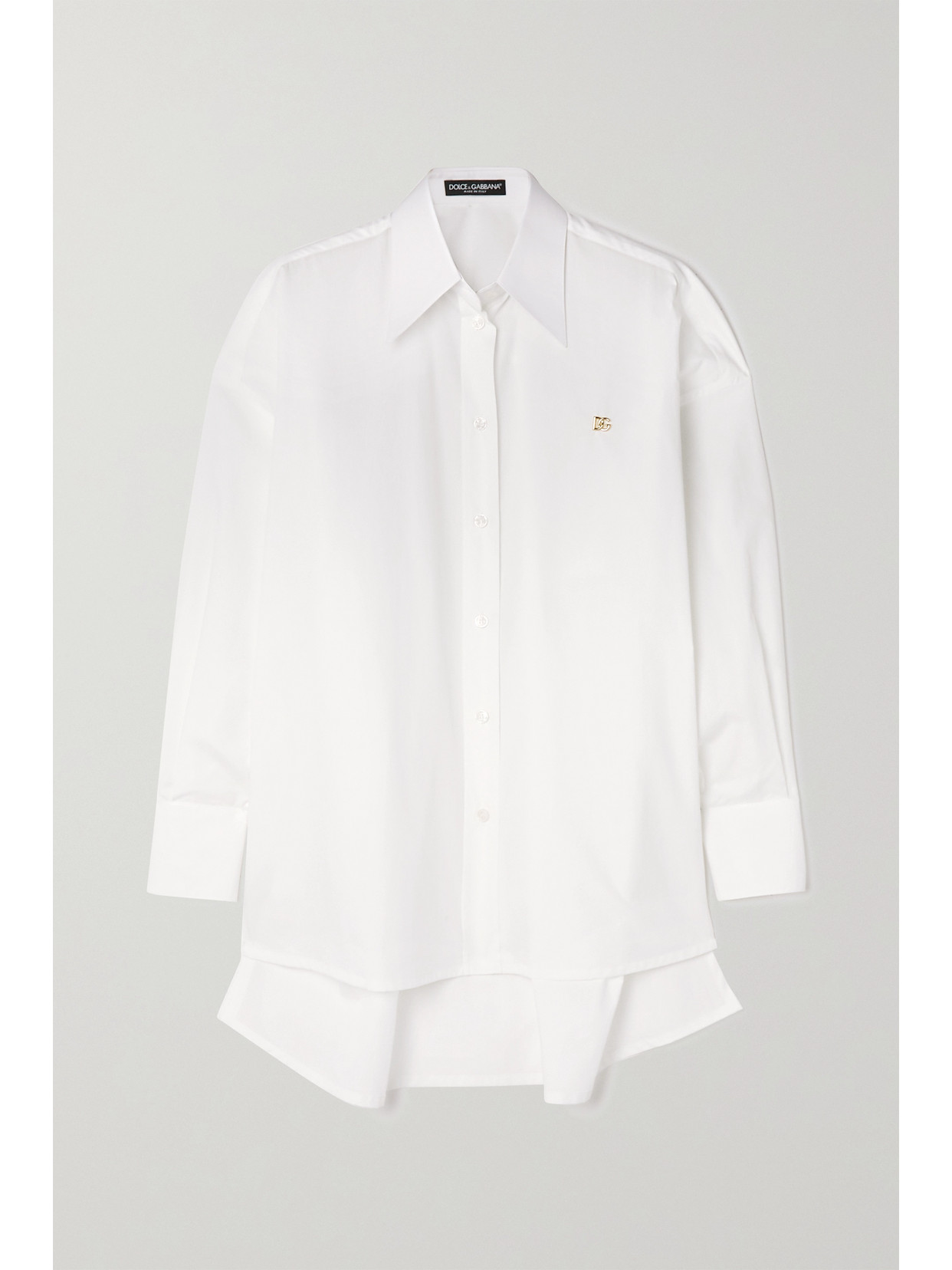 Dolce & Gabbana Logo-plaque Oversized Cotton Shirt In White