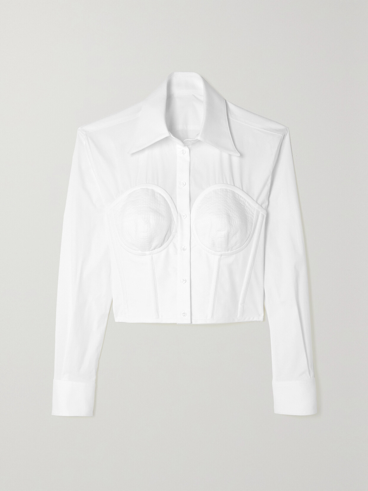 Dolce & Gabbana Layered Cotton-blend Poplin And Piqué Shirt - White