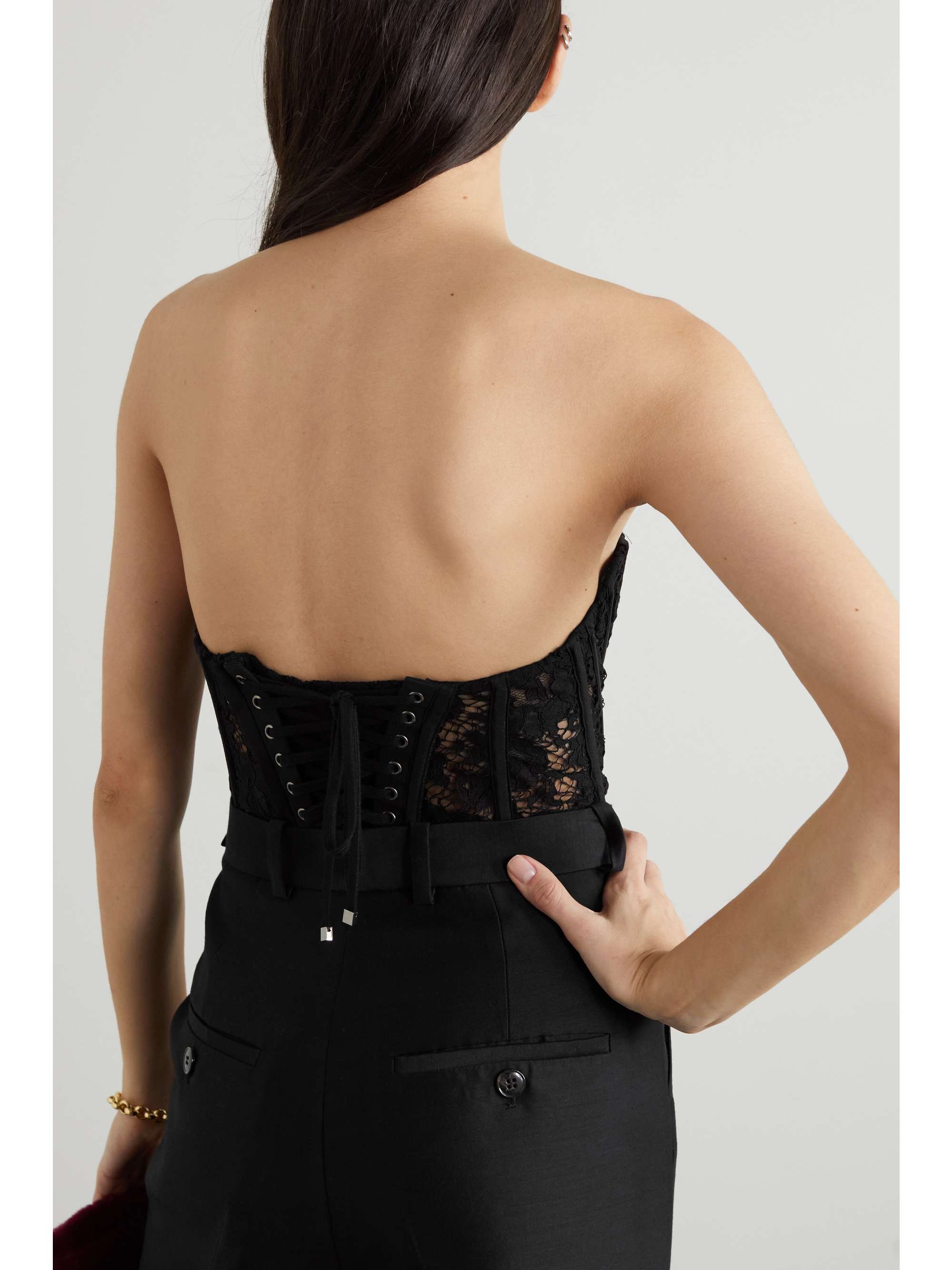 DOLCE & GABBANA Strapless corded lace bustier top