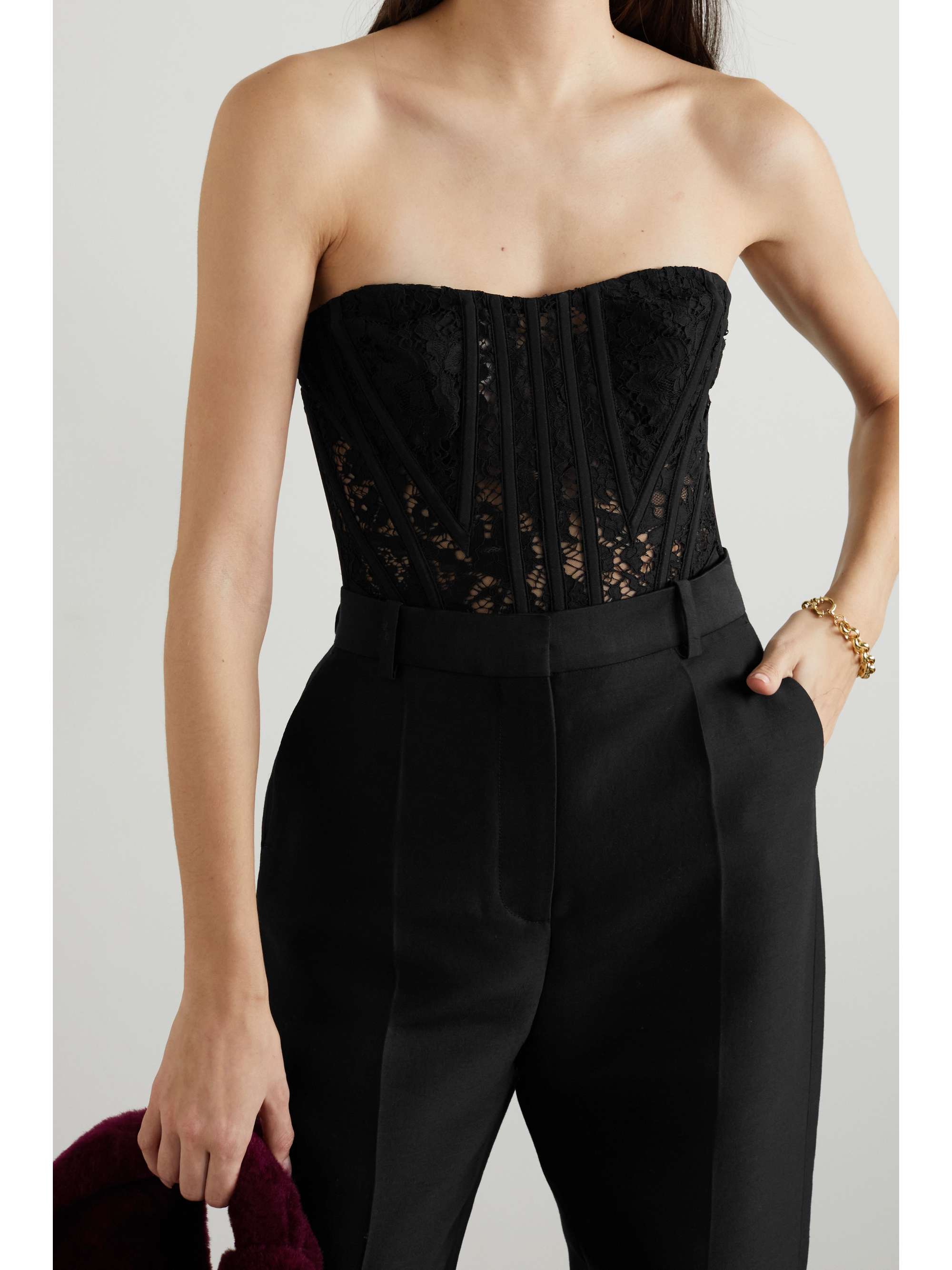 DOLCE & GABBANA Strapless corded lace bustier top
