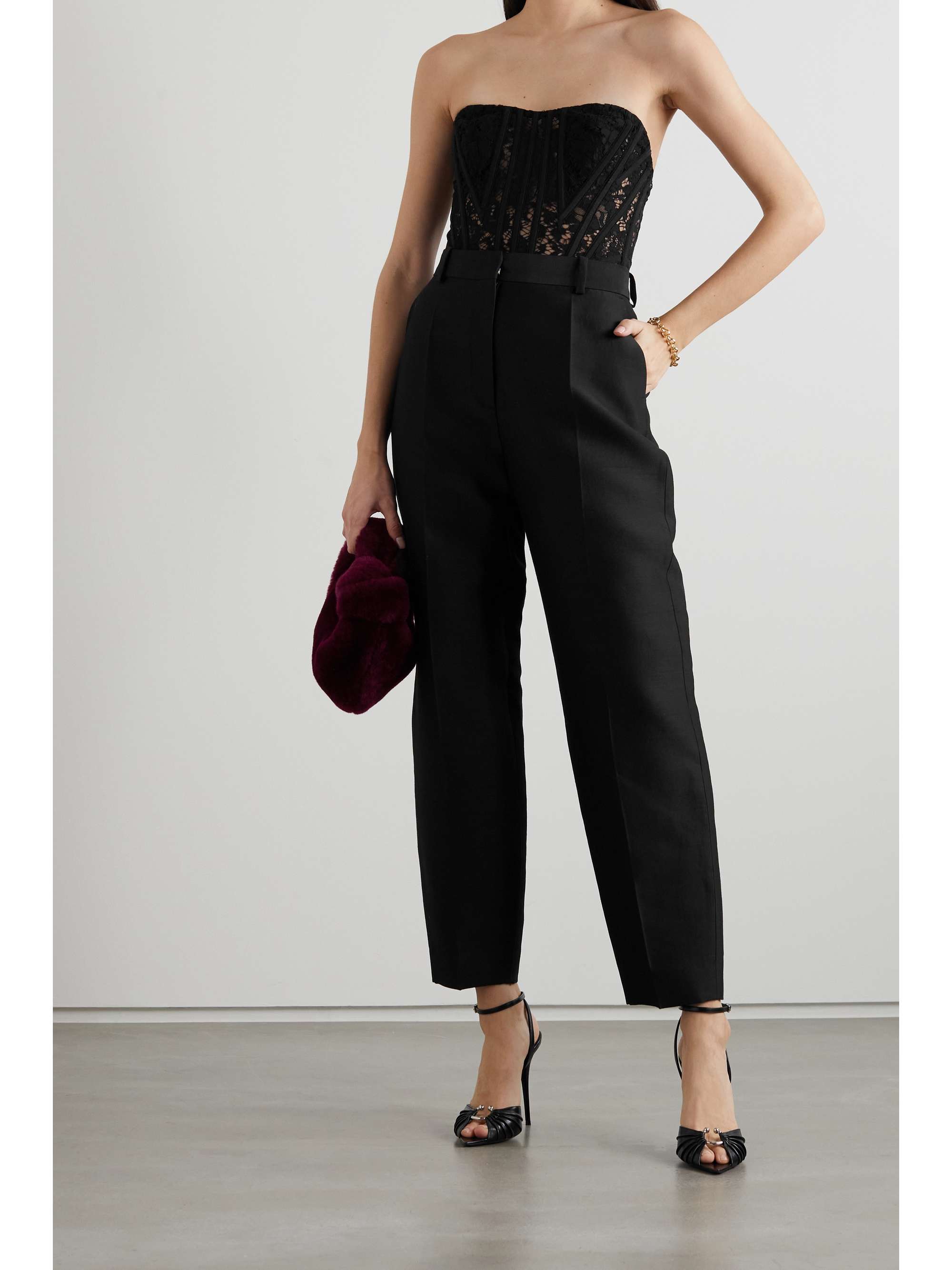 DOLCE & GABBANA Strapless corded lace bustier top