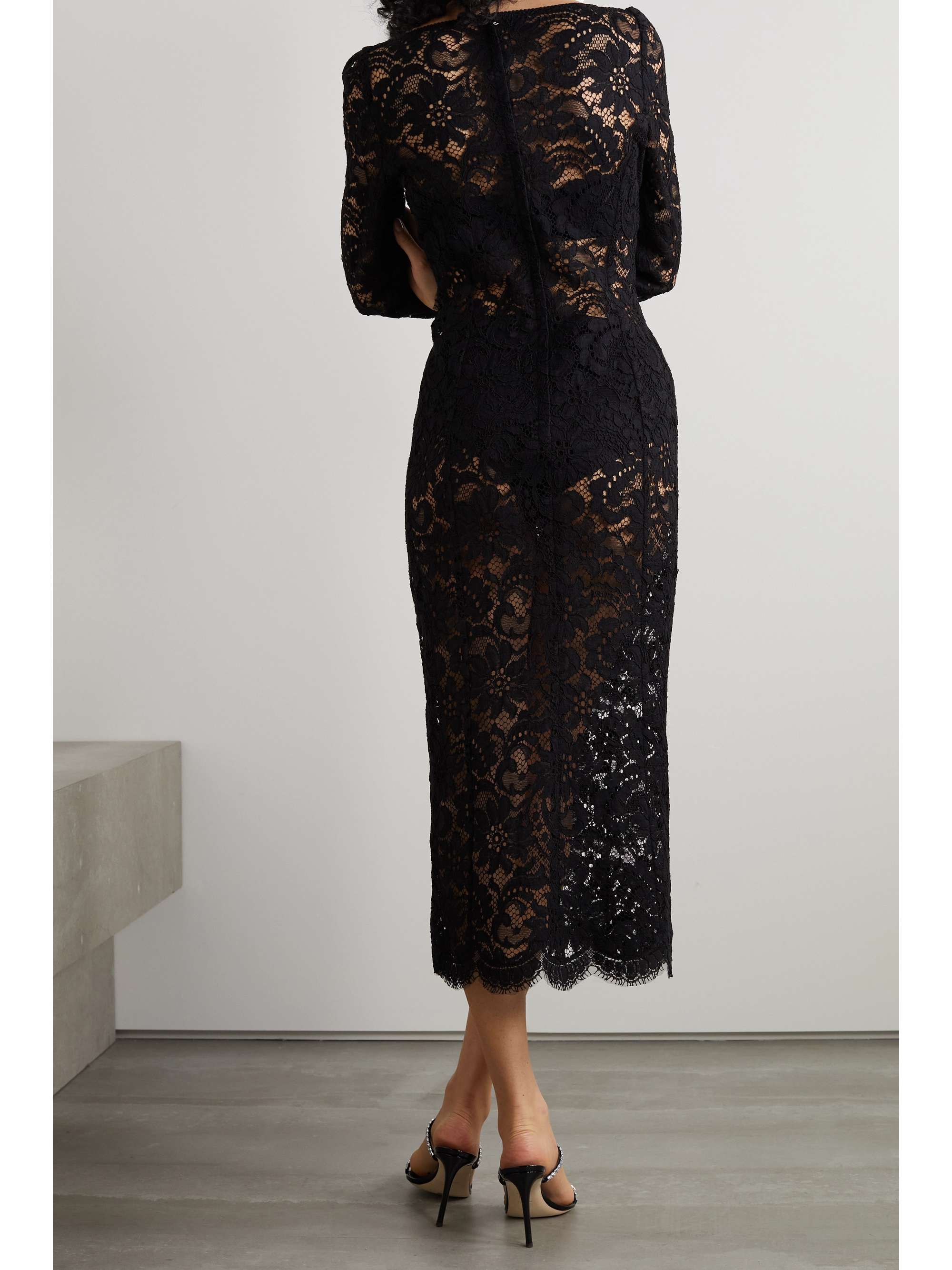 DOLCE & GABBANA Cotton-blend corded lace bustier midi dress