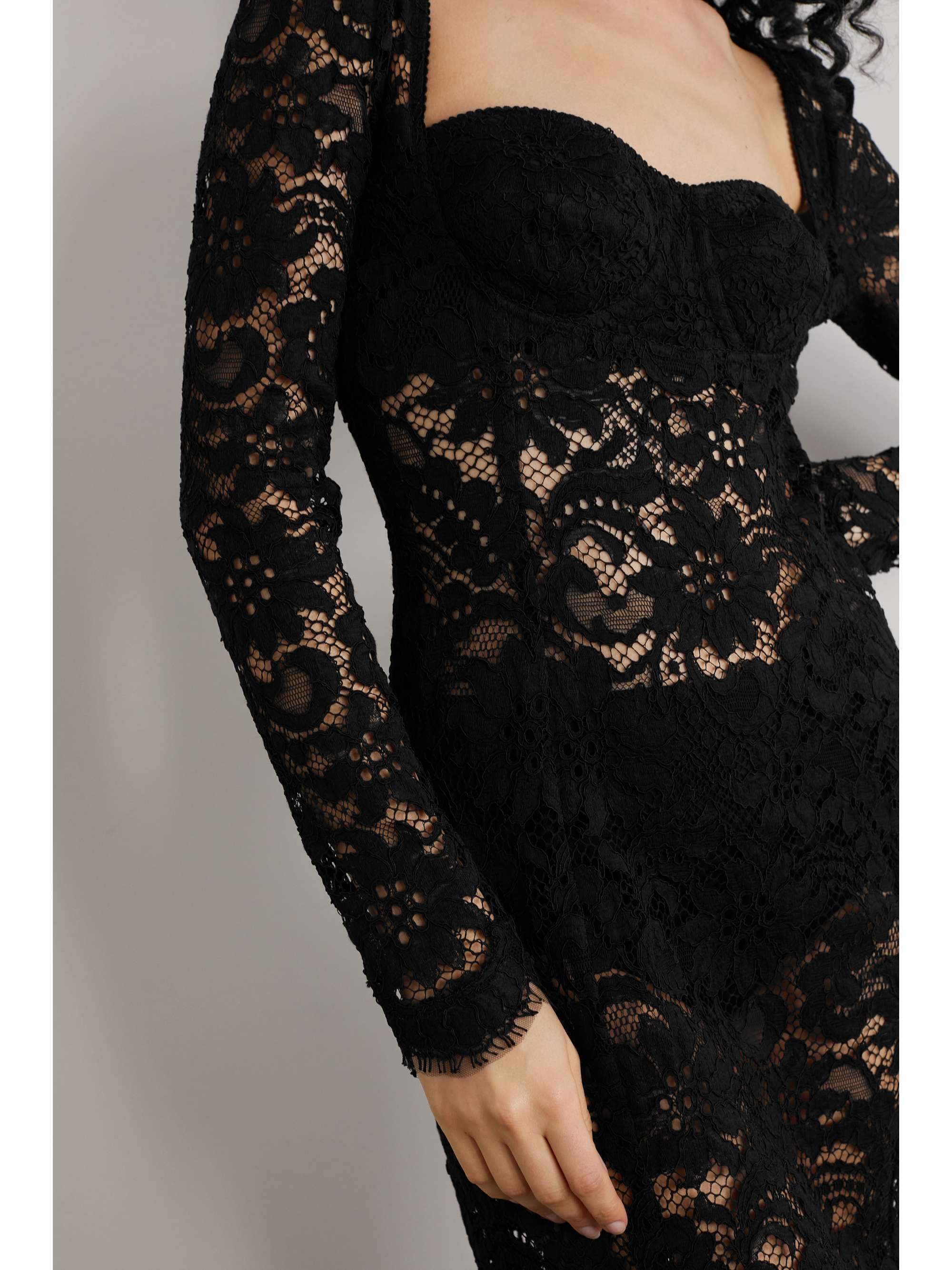 DOLCE & GABBANA Cotton-blend corded lace bustier midi dress