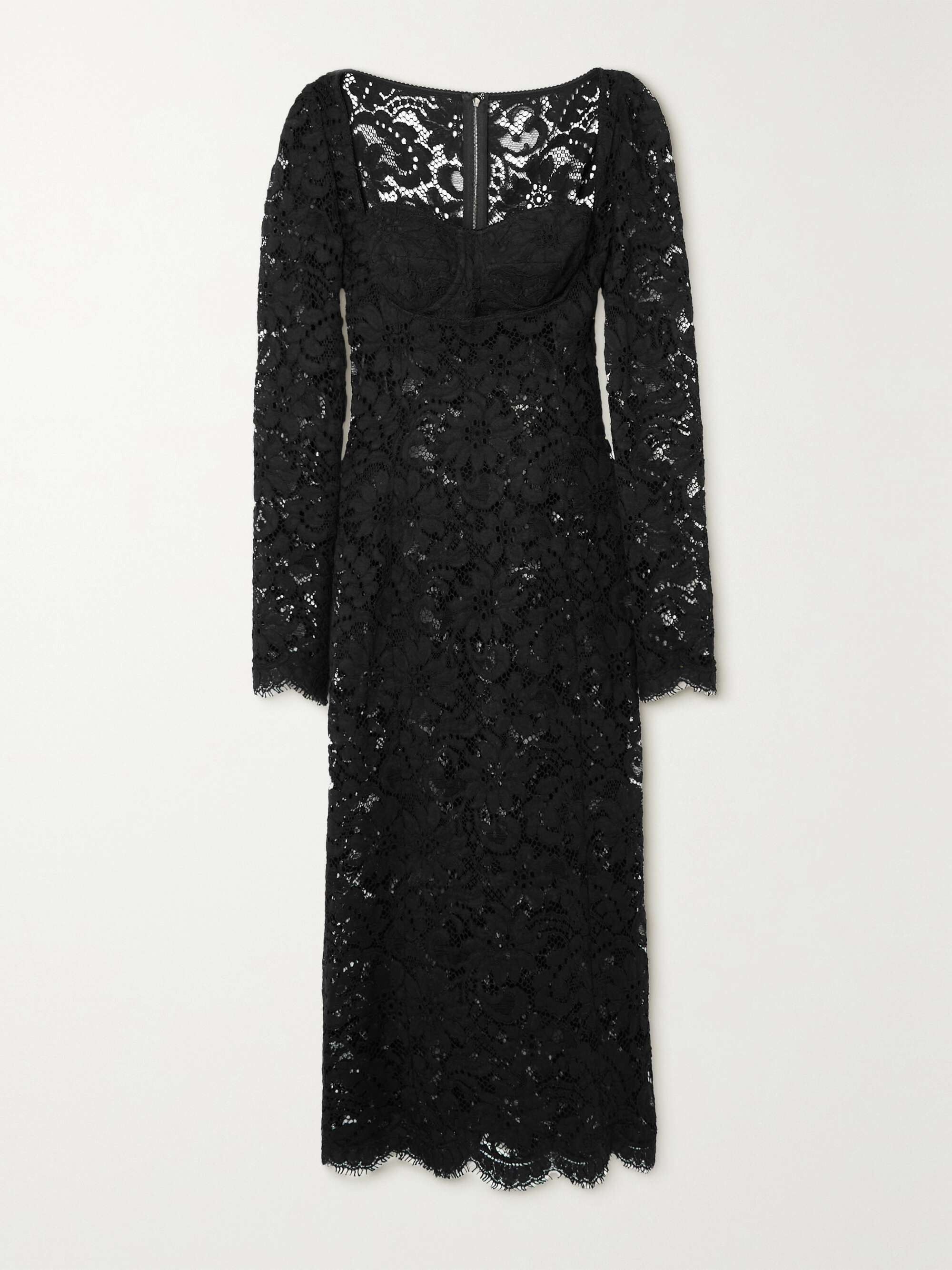 DOLCE & GABBANA Cotton-blend corded lace bustier midi dress | NET-A-PORTER