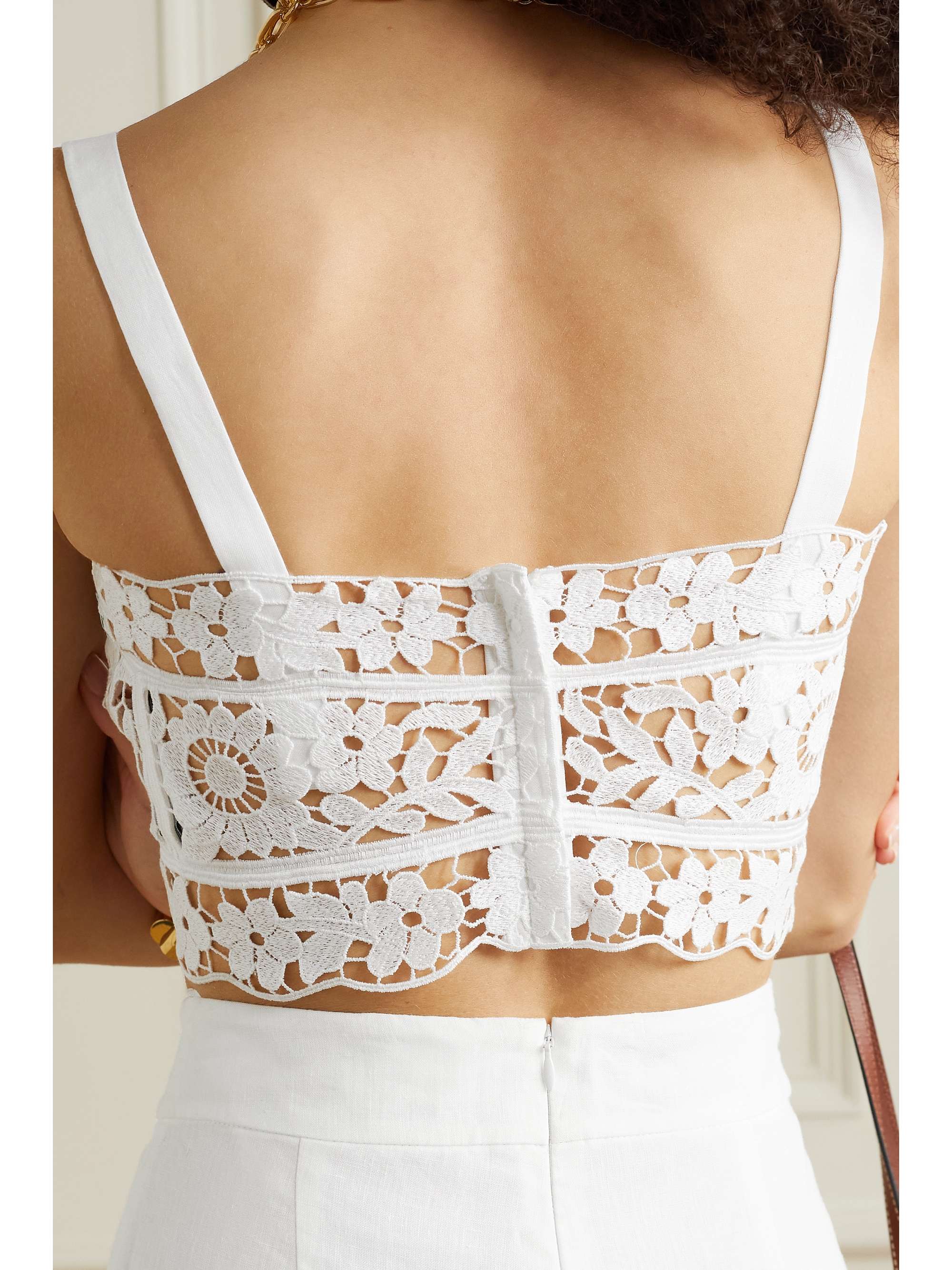 DOLCE&GABBANA Cropped linen-blend corded lace top