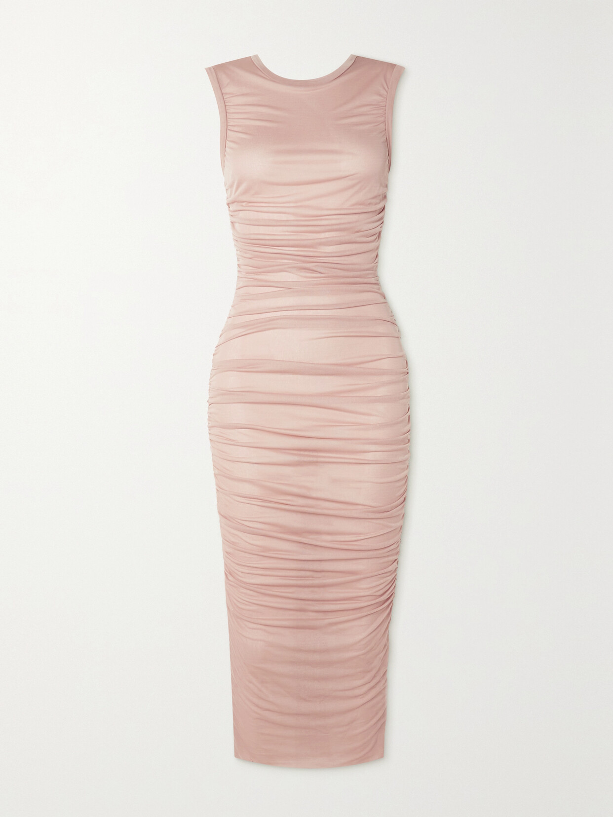 Dolce & Gabbana Ruched Jersey Midi Dress In Pink