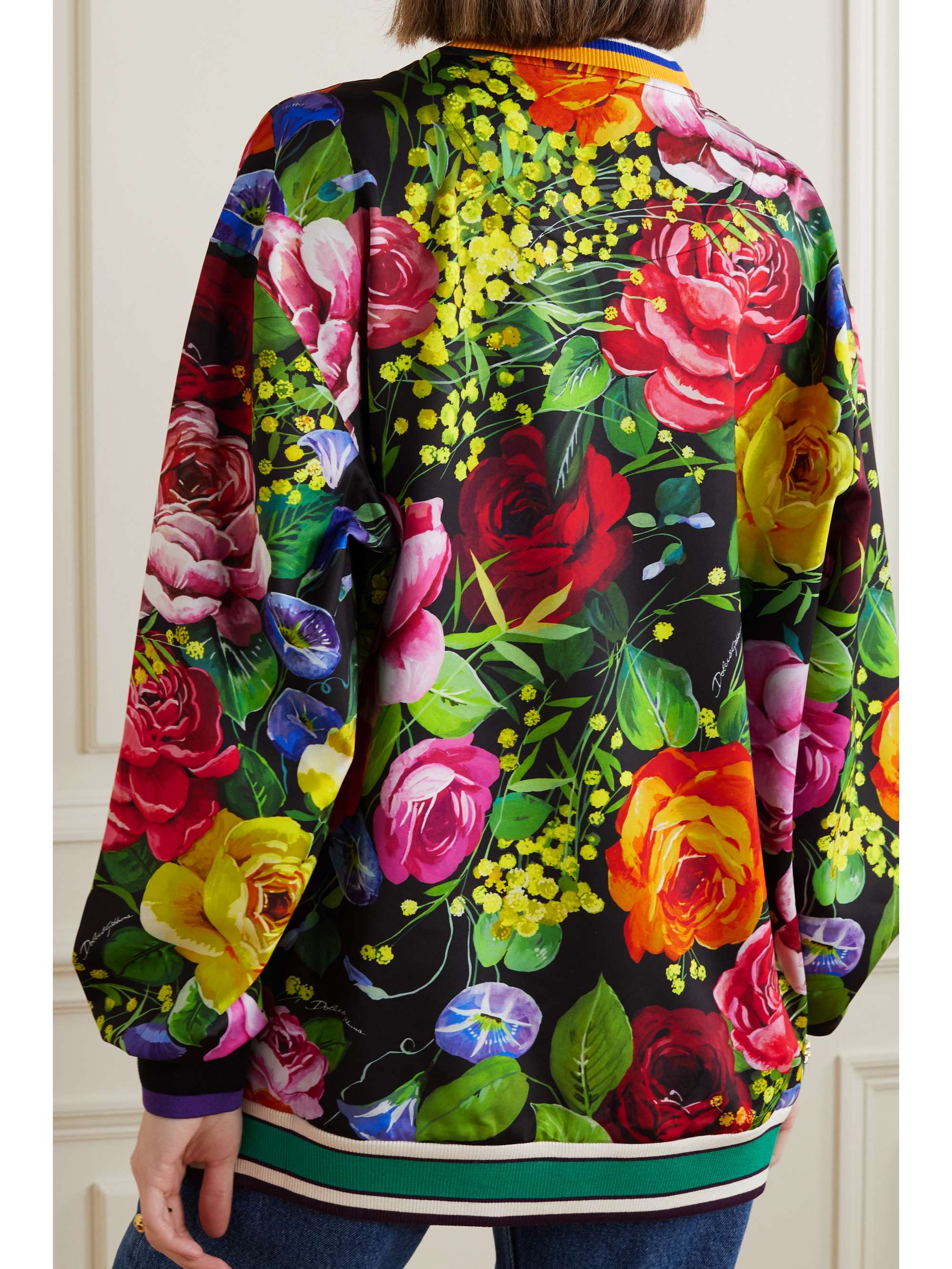 DOLCE & GABBANA Appliquéd floral-print stretch-jersey sweatshirt | NET-A-PORTER DOLCE & GABBANA Appliquéd floral-print stretch-jersey sweatshirt | NET-A-PORTER