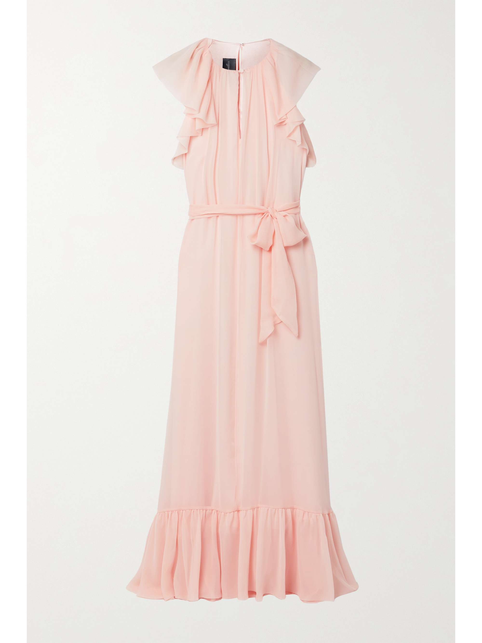MONIQUE LHUILLIER Belted ruffled silkchiffon gown NETAPORTER