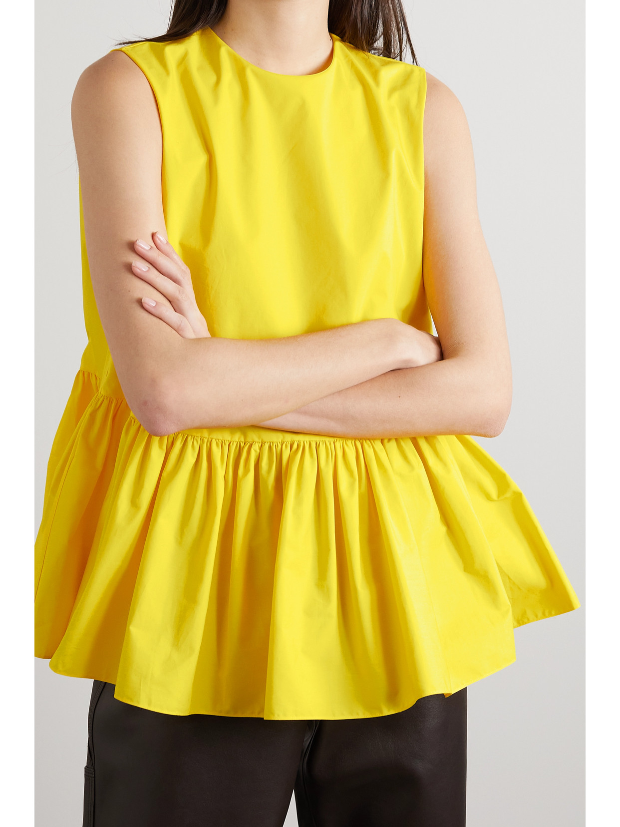 Ysme Ruffled Cotton Peplum Top