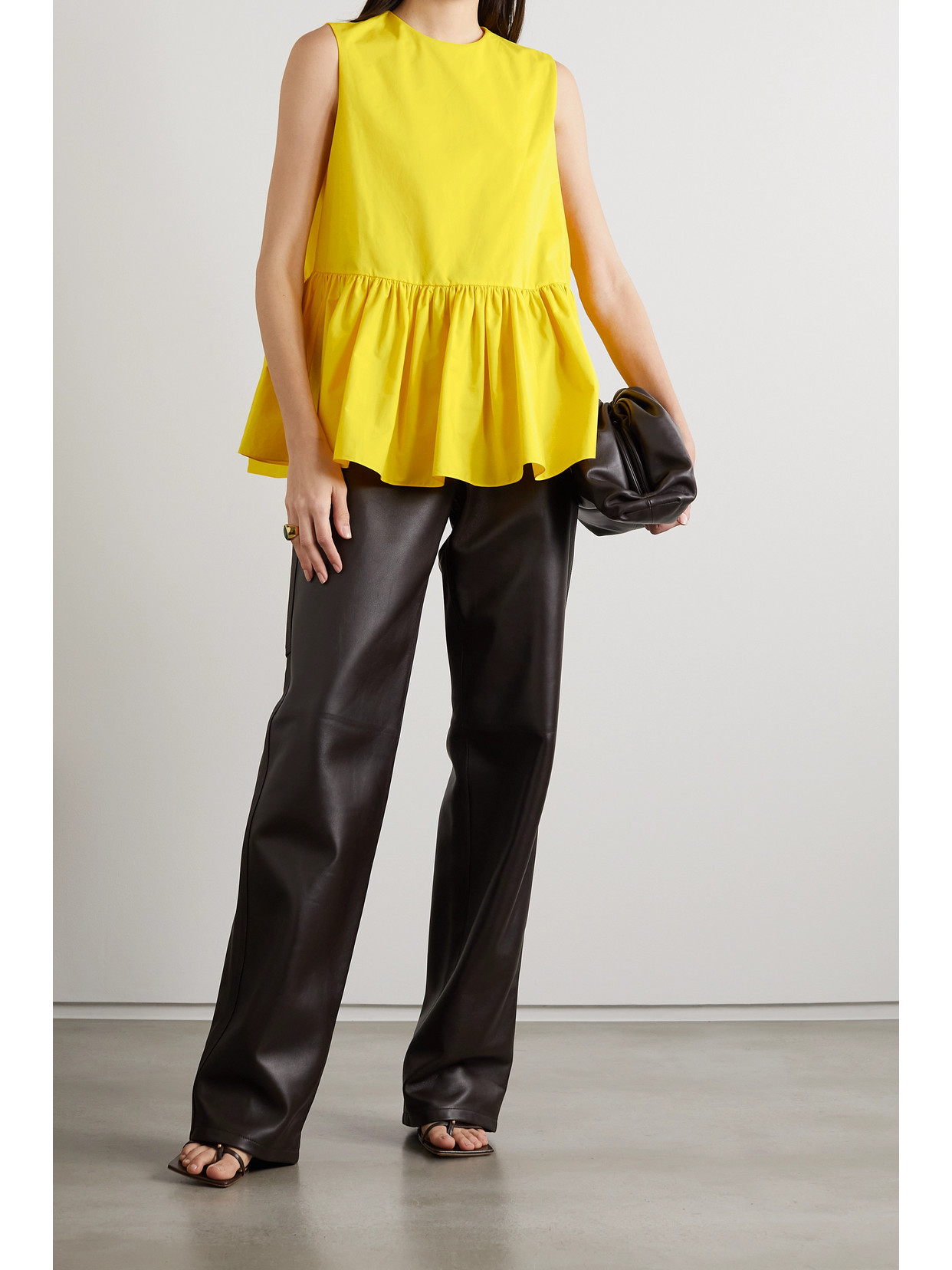 Ysme Ruffled Cotton Peplum Top