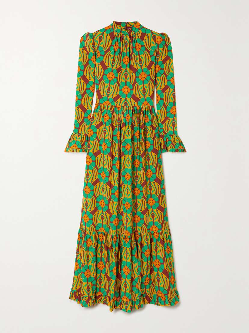 La DoubleJ Visconti Tiered Floral-print Crepe Maxi Dress - xx large