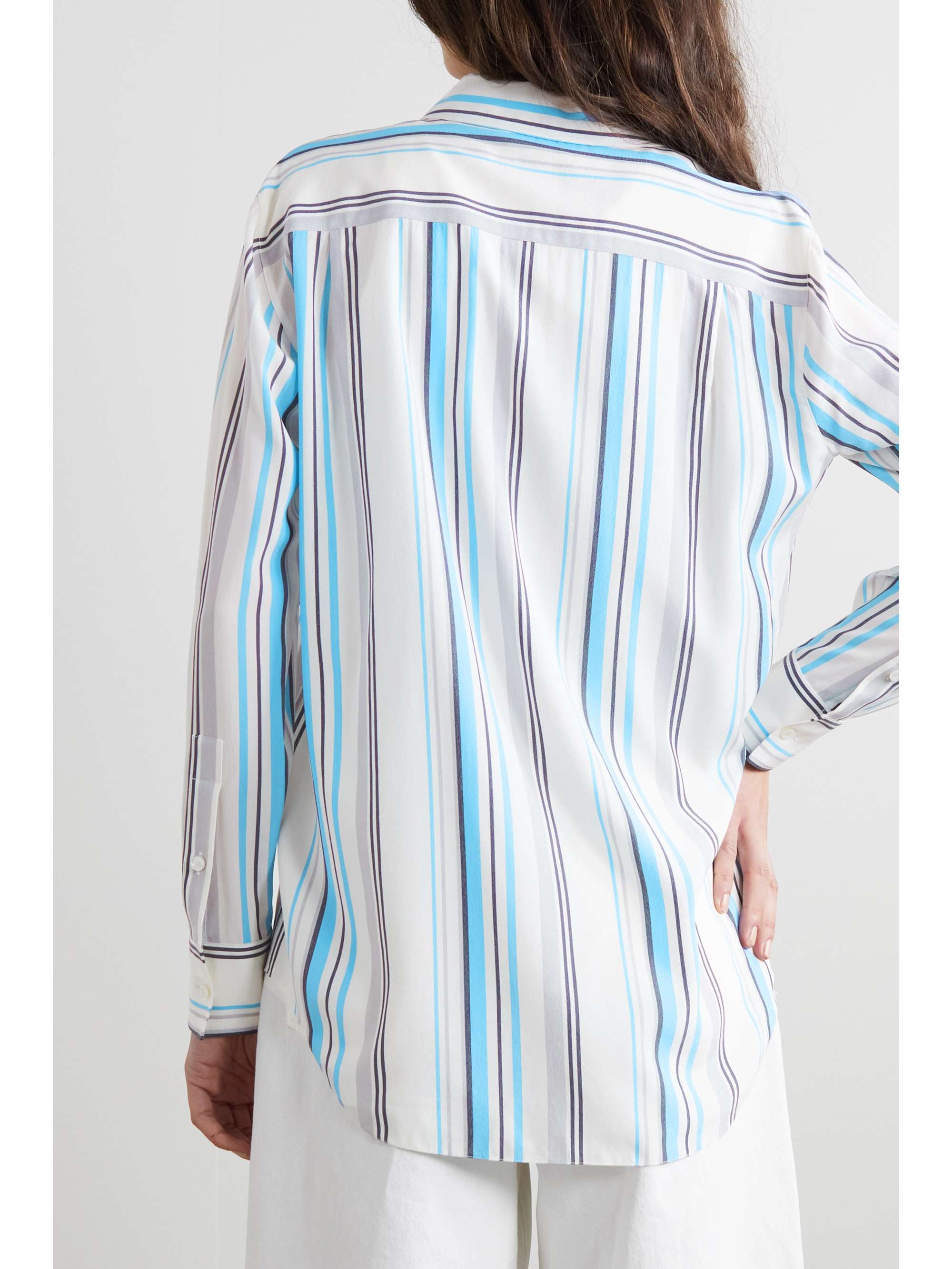 LORO PIANA Striped silk crepe de chine shirt
