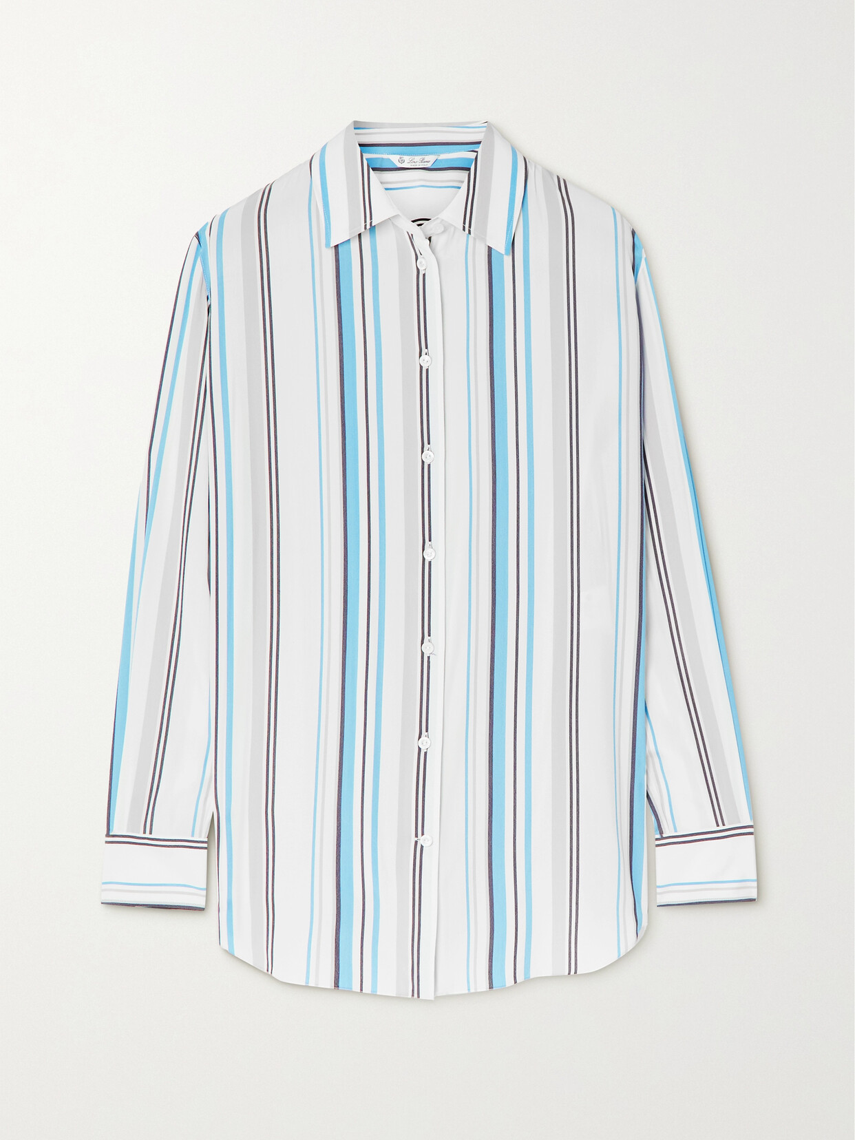 Loro Piana Idelle Striped Button-down Silk Shirt In Ivory