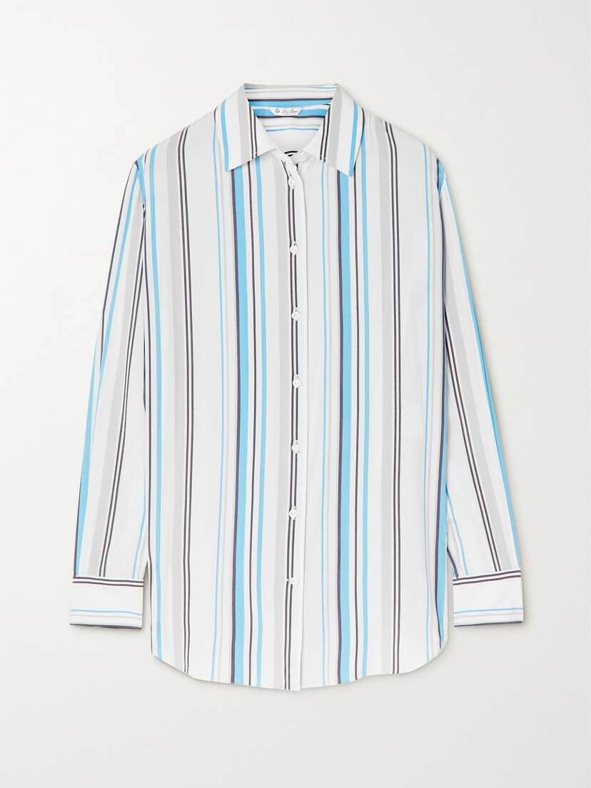 Loro Piana Striped Silk Crepe De Chine Shirt