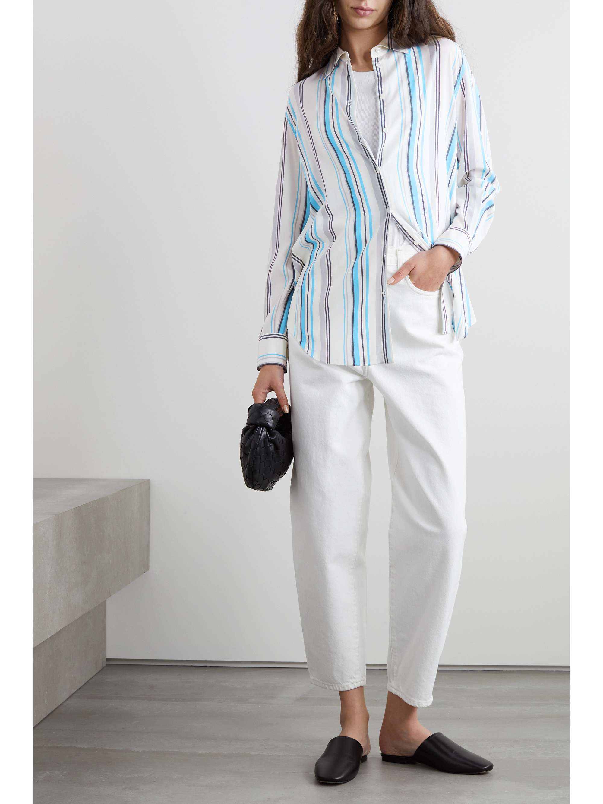LORO PIANA Striped silk crepe de chine shirt