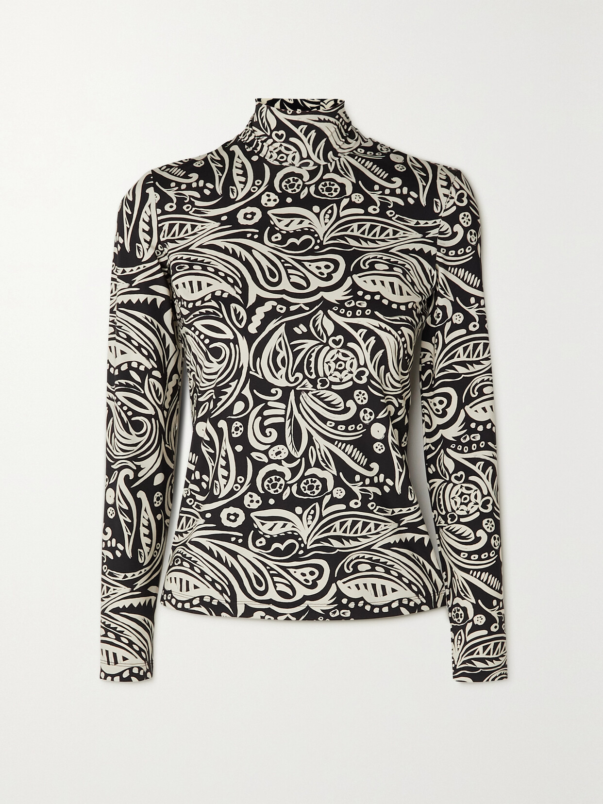 LA DOUBLEJ PRINTED STRETCH-JERSEY TURTLENECK TOP