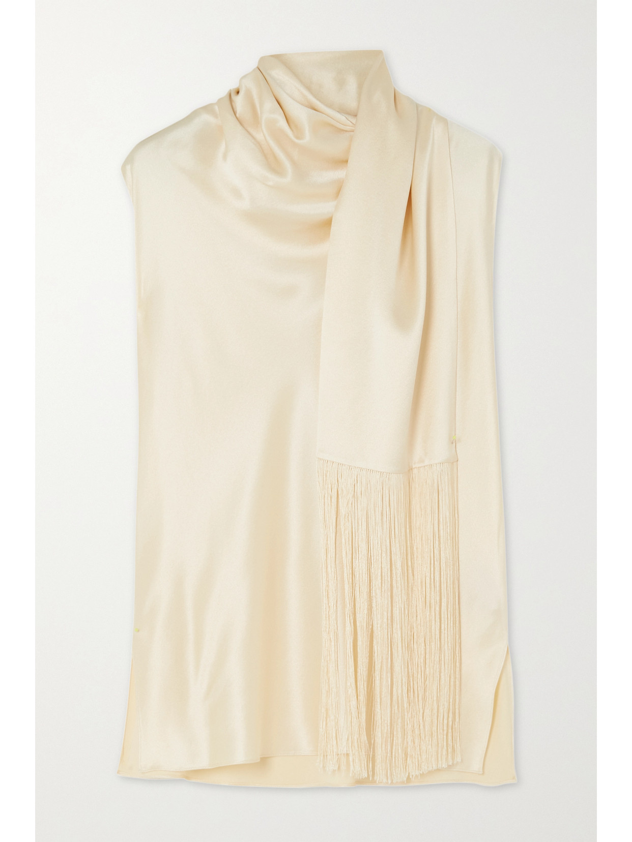 Roksanda Olesia Fringed Scarf-detailed Silk-satin Top - Cream