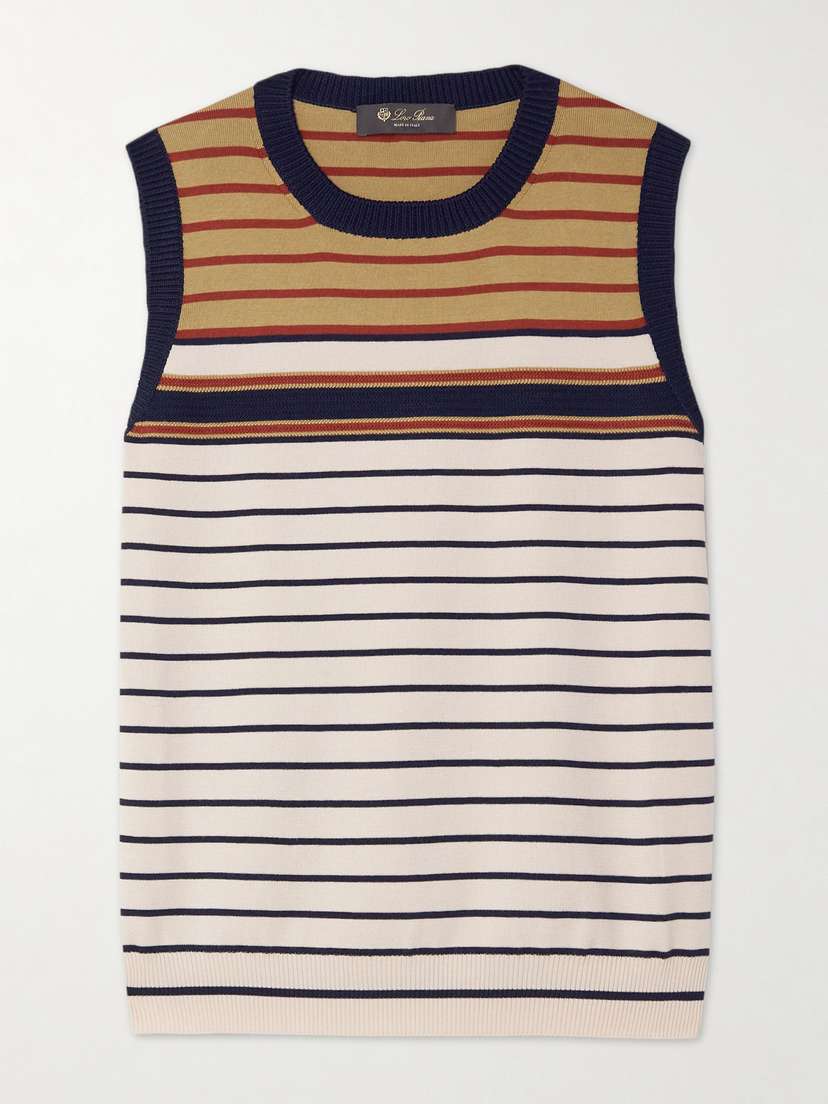 Loro Piana Striped Silk And Cotton-blend Vest