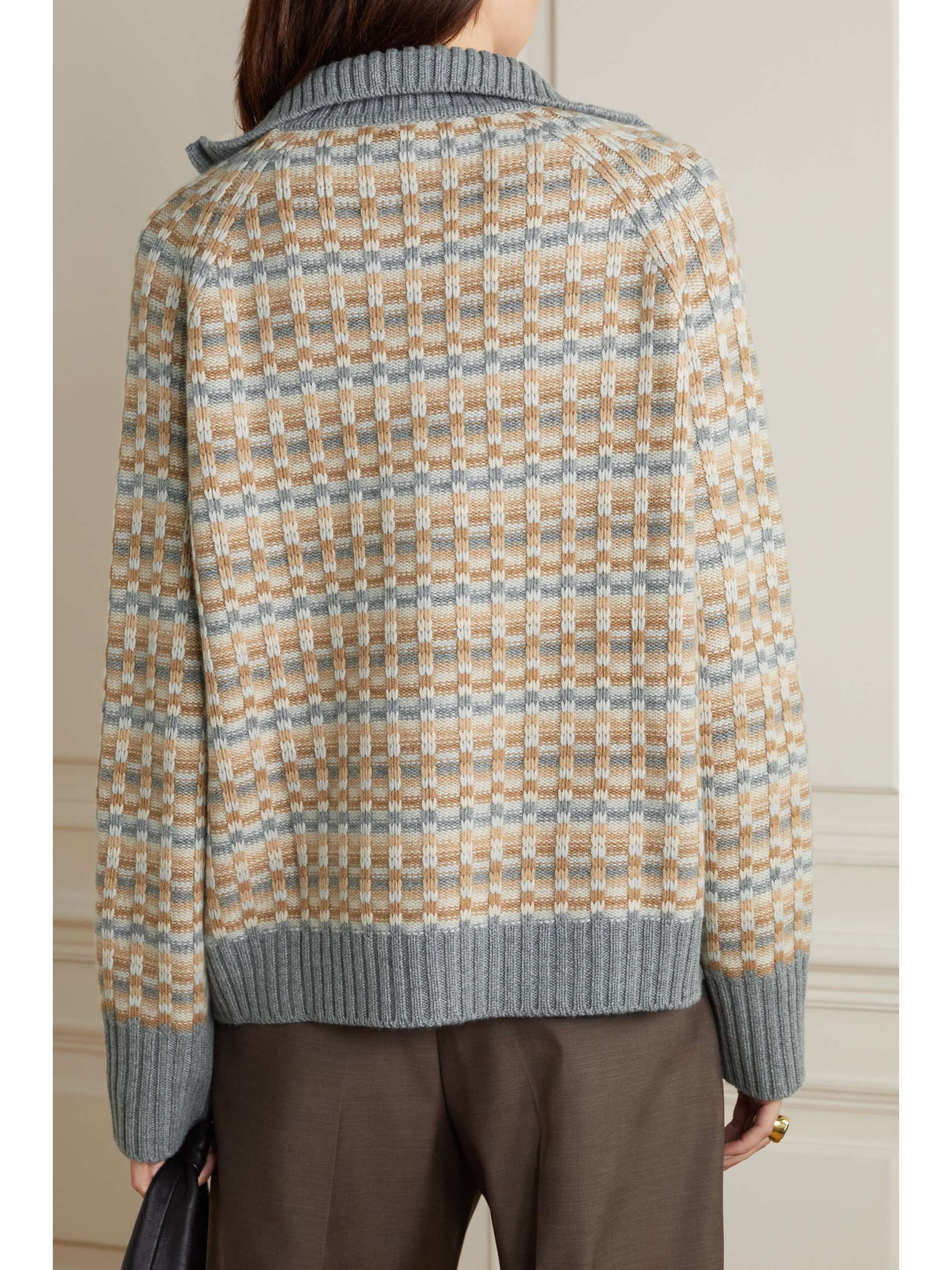 LORO PIANA Cardigan aus gestreiftem Kaschmir mit Jacquard-Muster