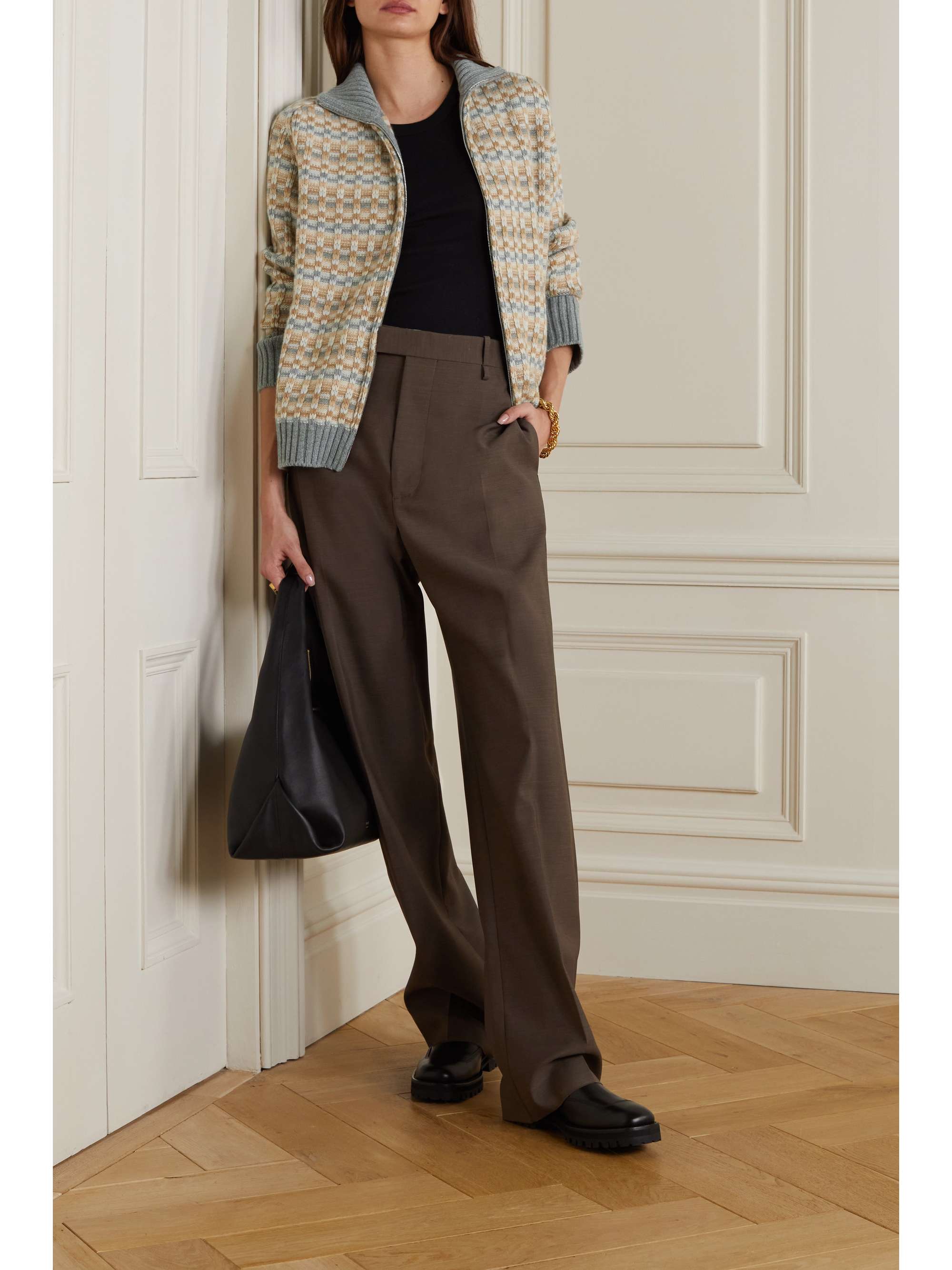 LORO PIANA Cardigan aus gestreiftem Kaschmir mit Jacquard-Muster