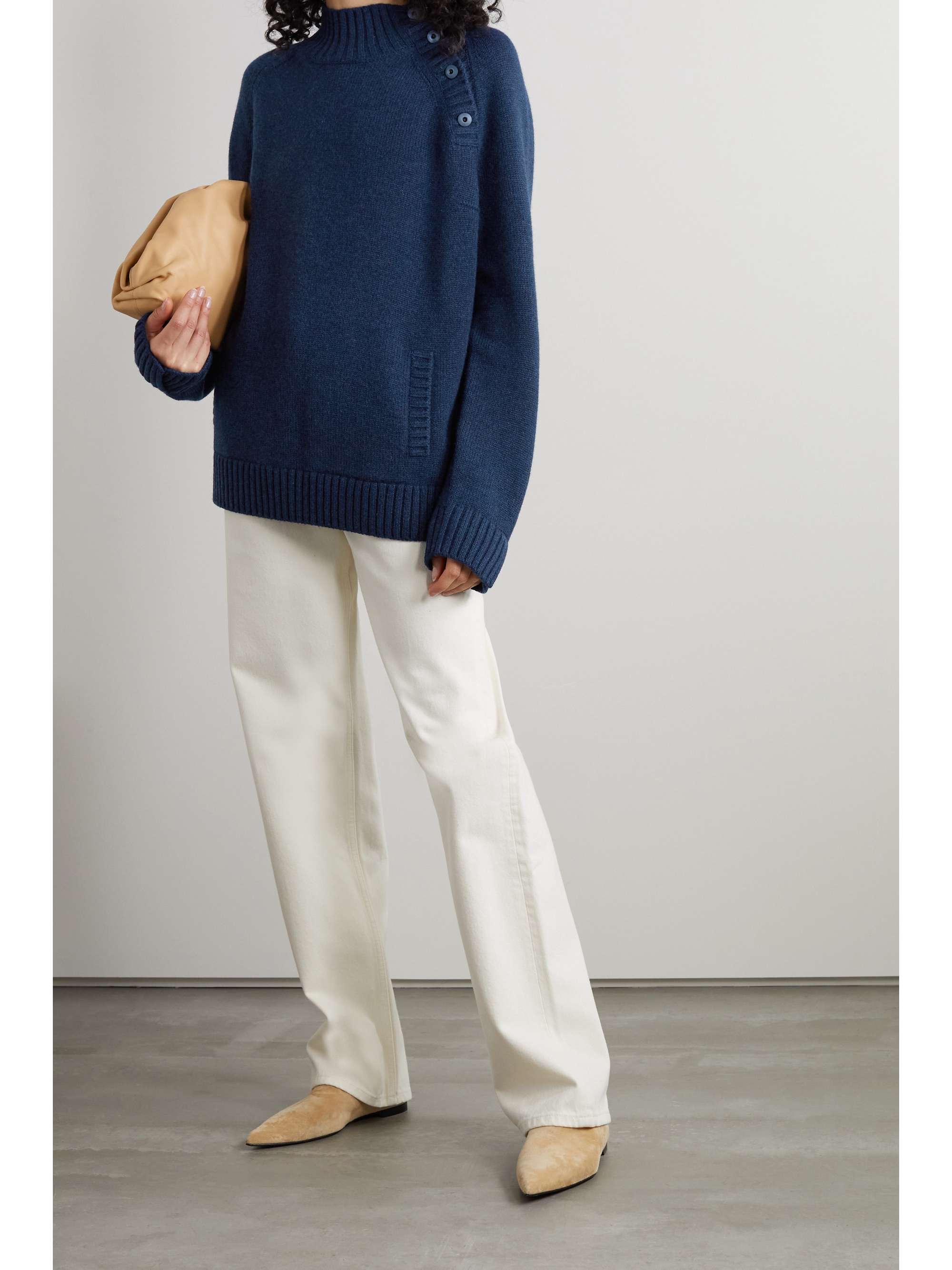 LORO PIANA Berkeley Pullover aus Kaschmir mit Stehkragen und Knöpfen