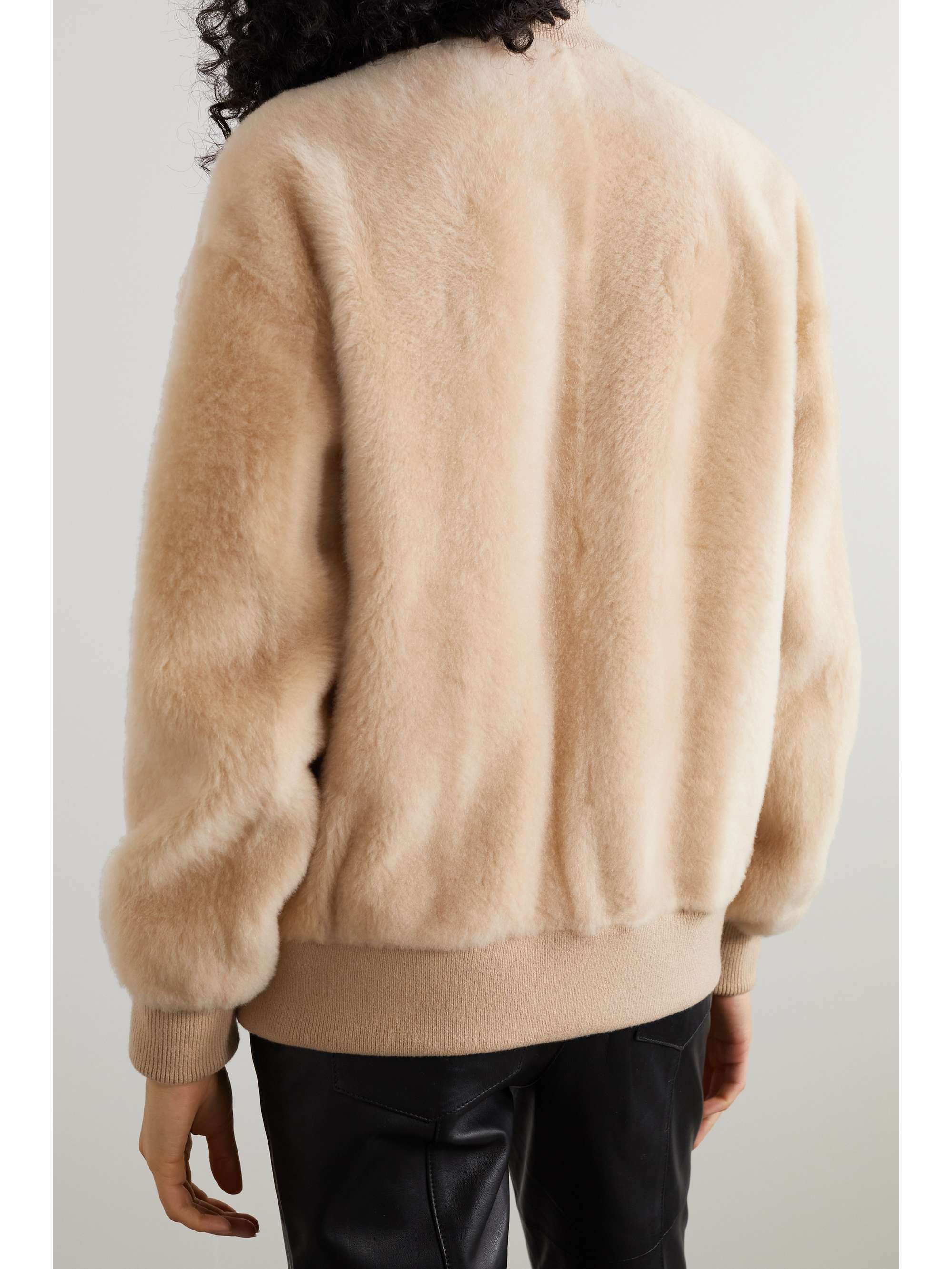 LORO PIANA Cashmere-trimmed shearling bomber jacket