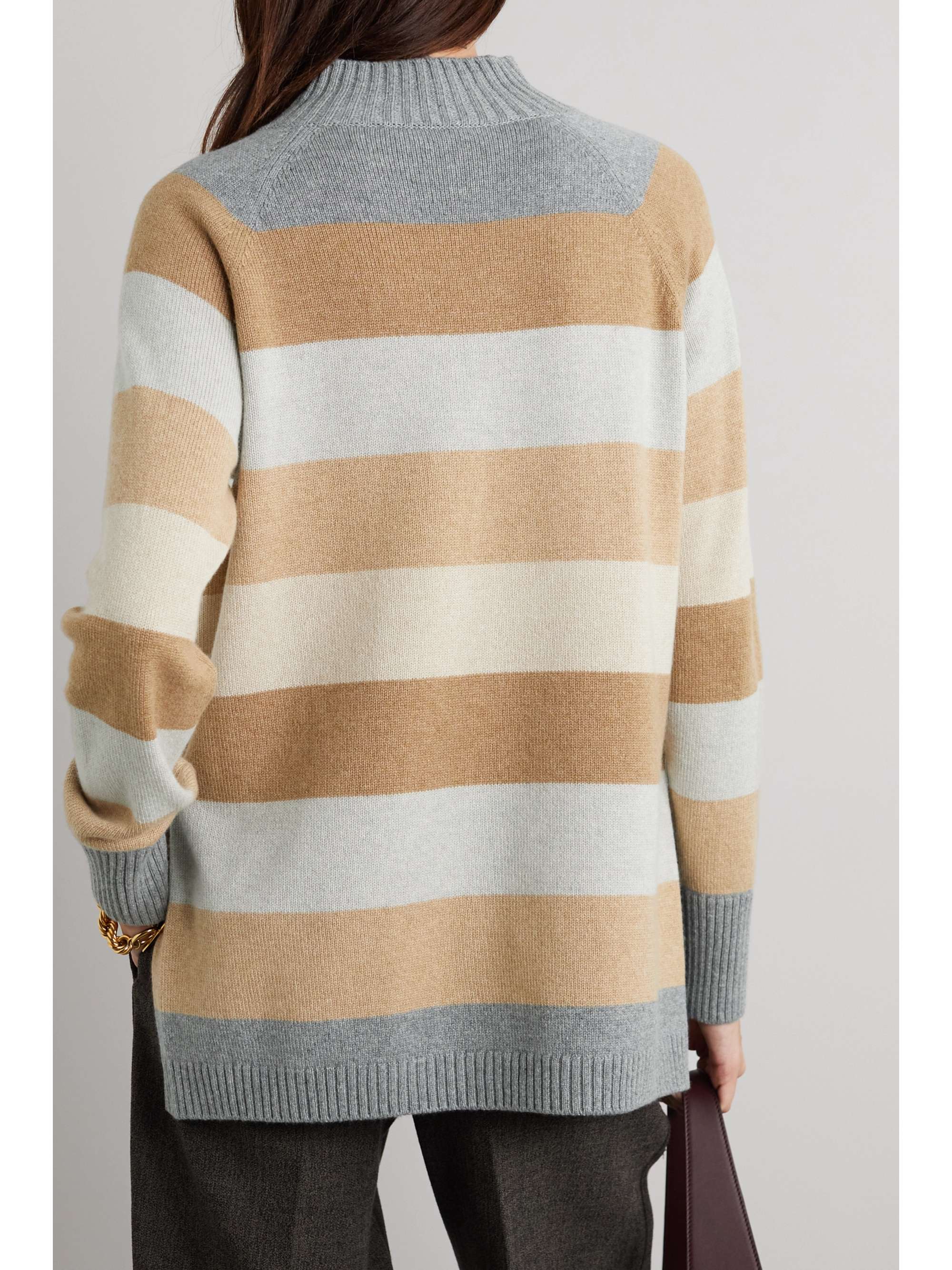 LORO PIANA Gestreifter Kaschmirpullover mit Knöpfen