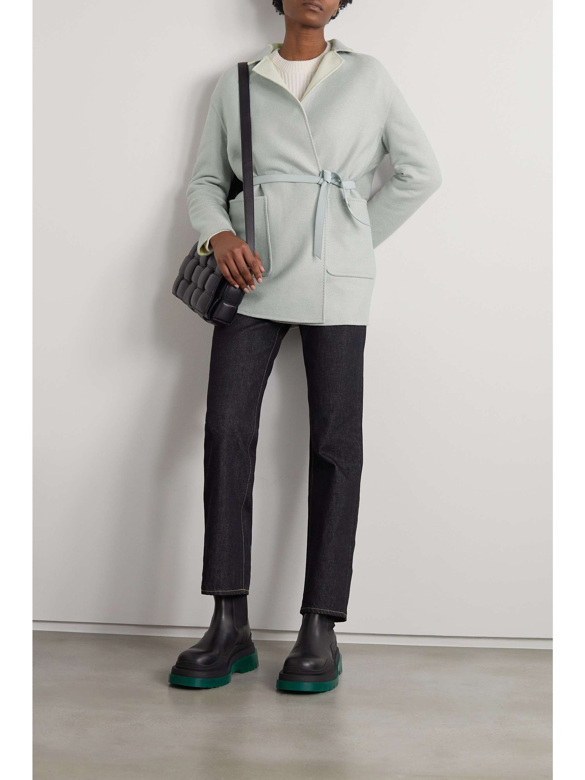 LORO PIANA Jimi 正反两穿配腰带皮革羊绒斜纹布外套