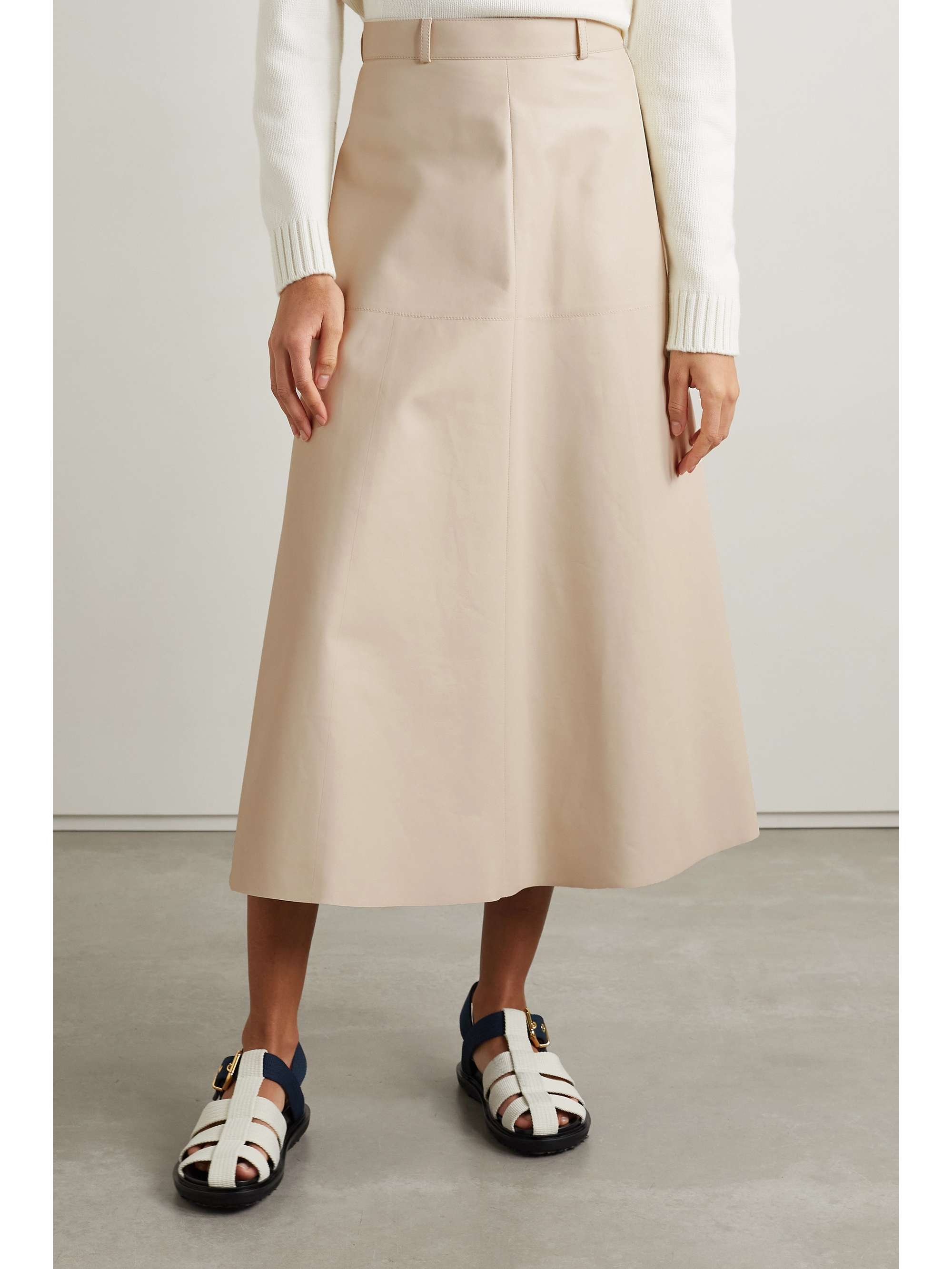 LORO PIANA Alabama leather midi skirt