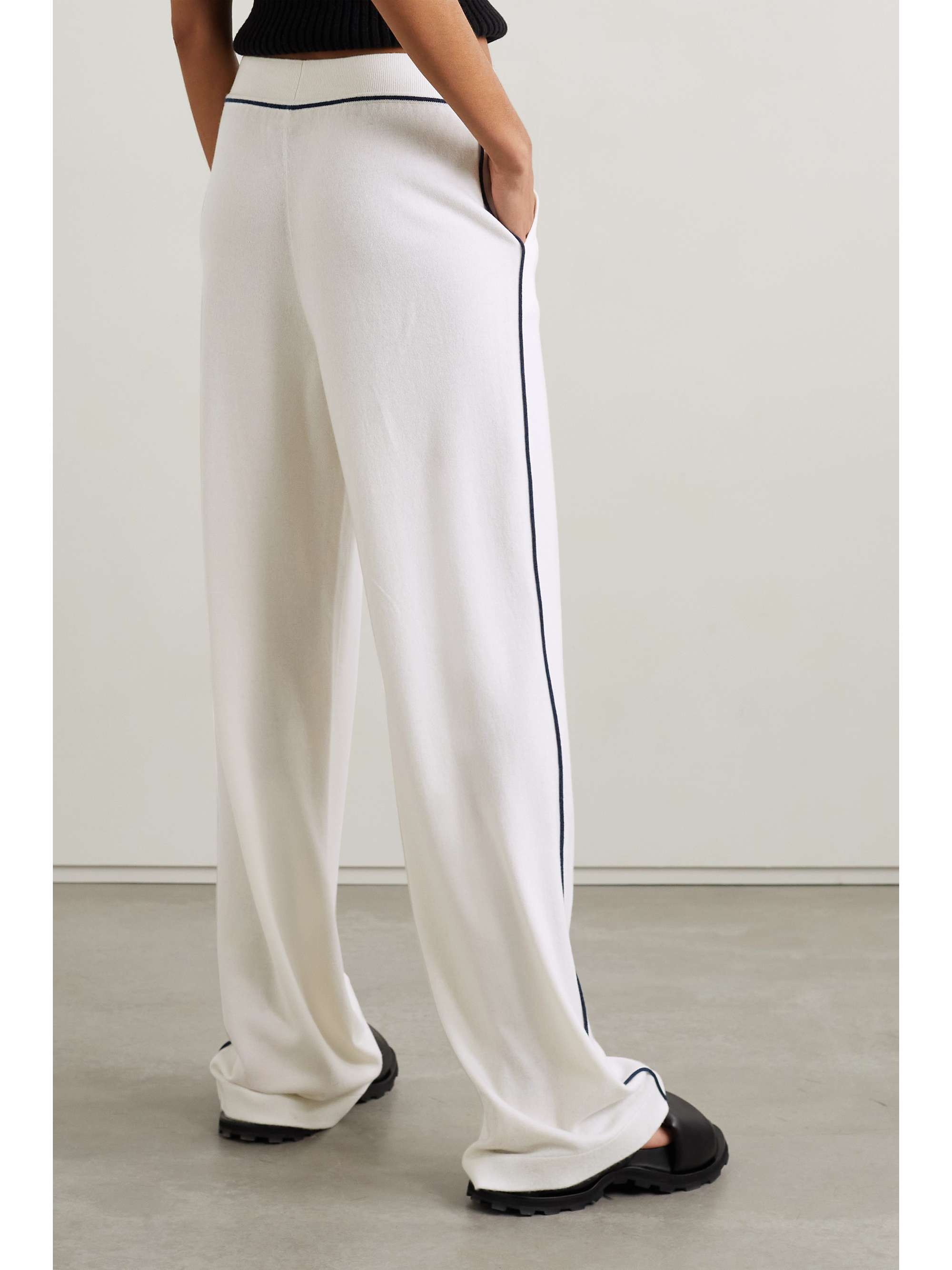 LORO PIANA University piped cashmere wide-leg pants
