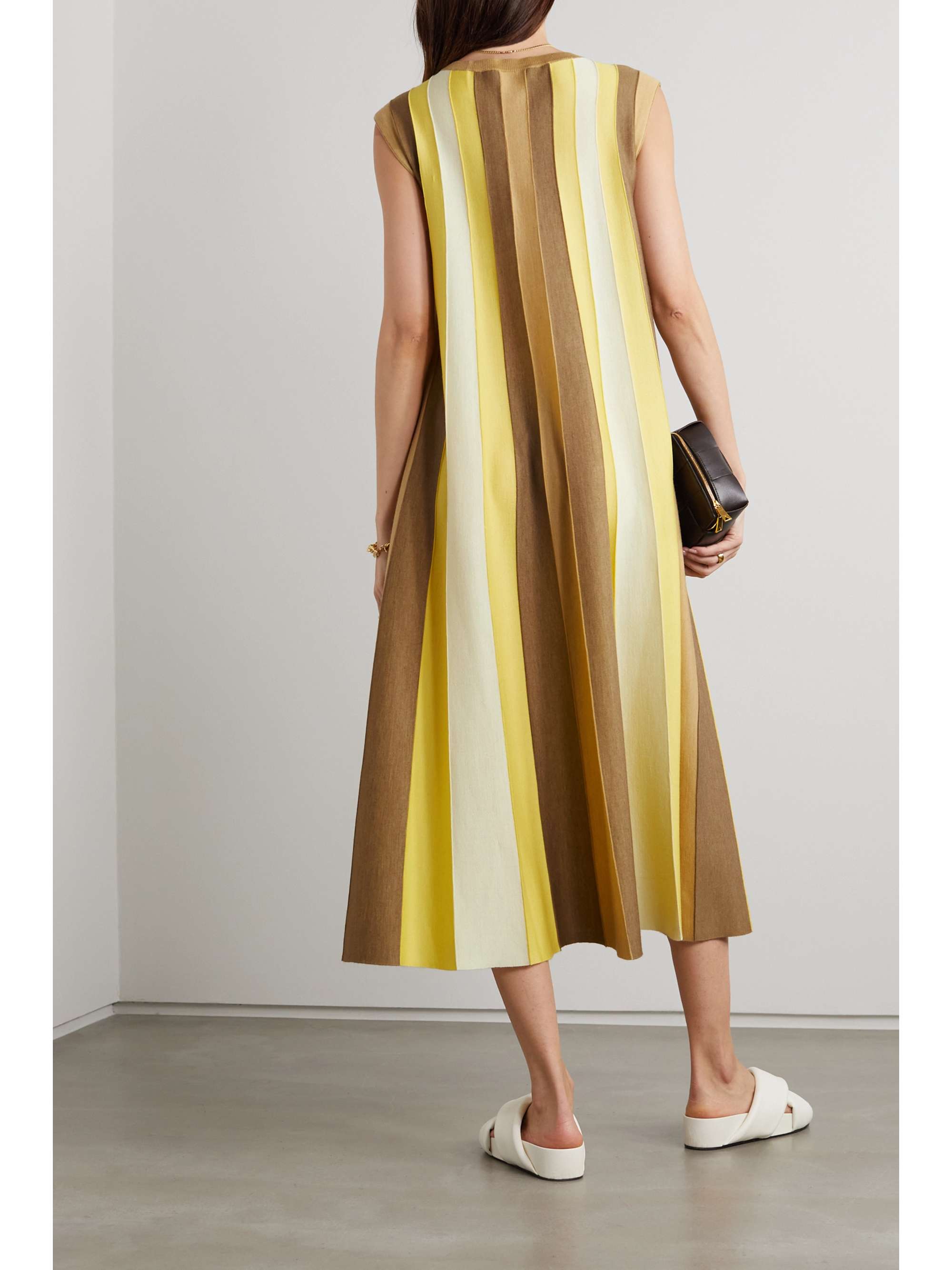LORO PIANA Edinburgh striped cashmere and silk-blend maxi dress