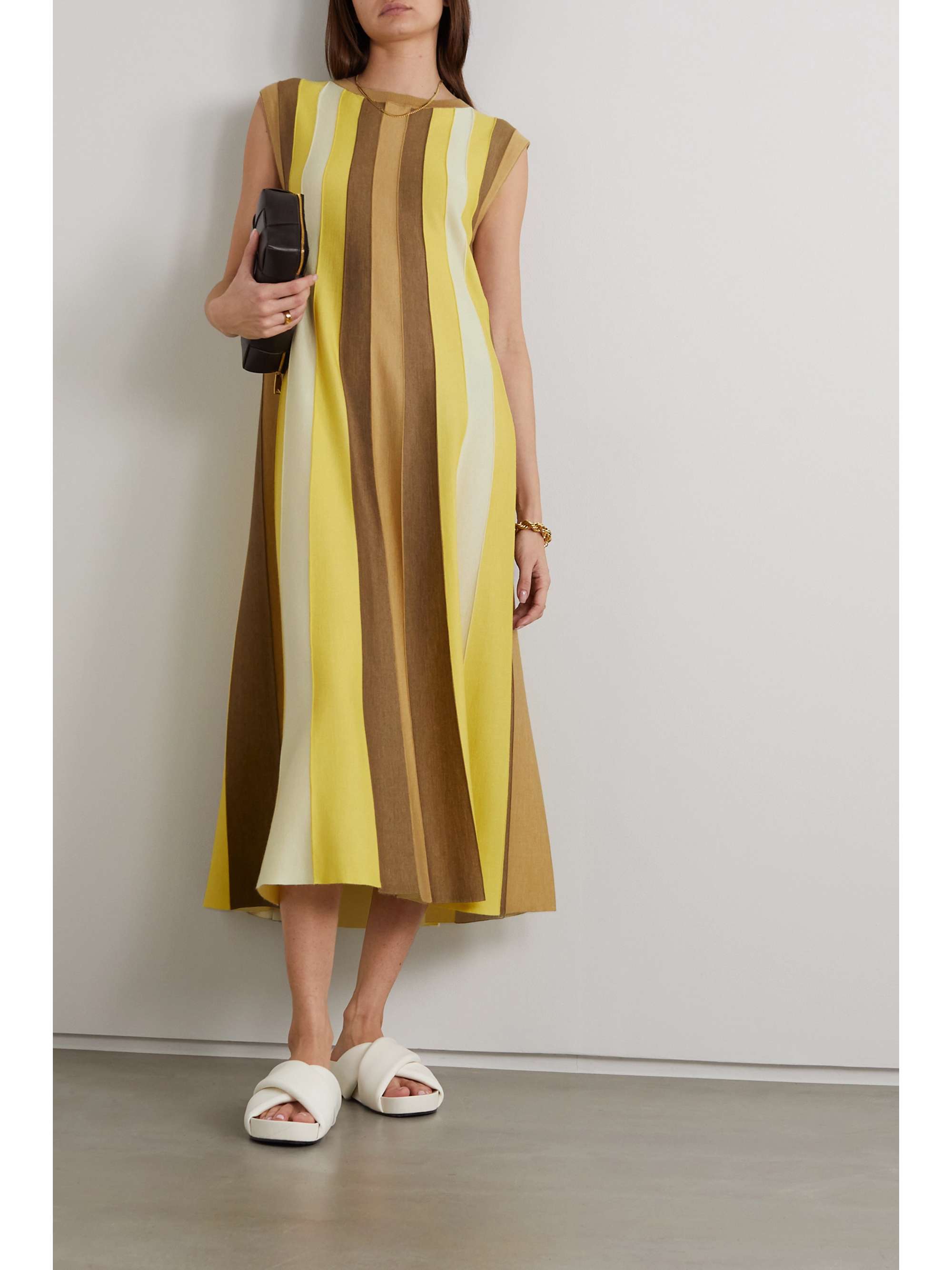LORO PIANA Edinburgh striped cashmere and silk-blend maxi dress