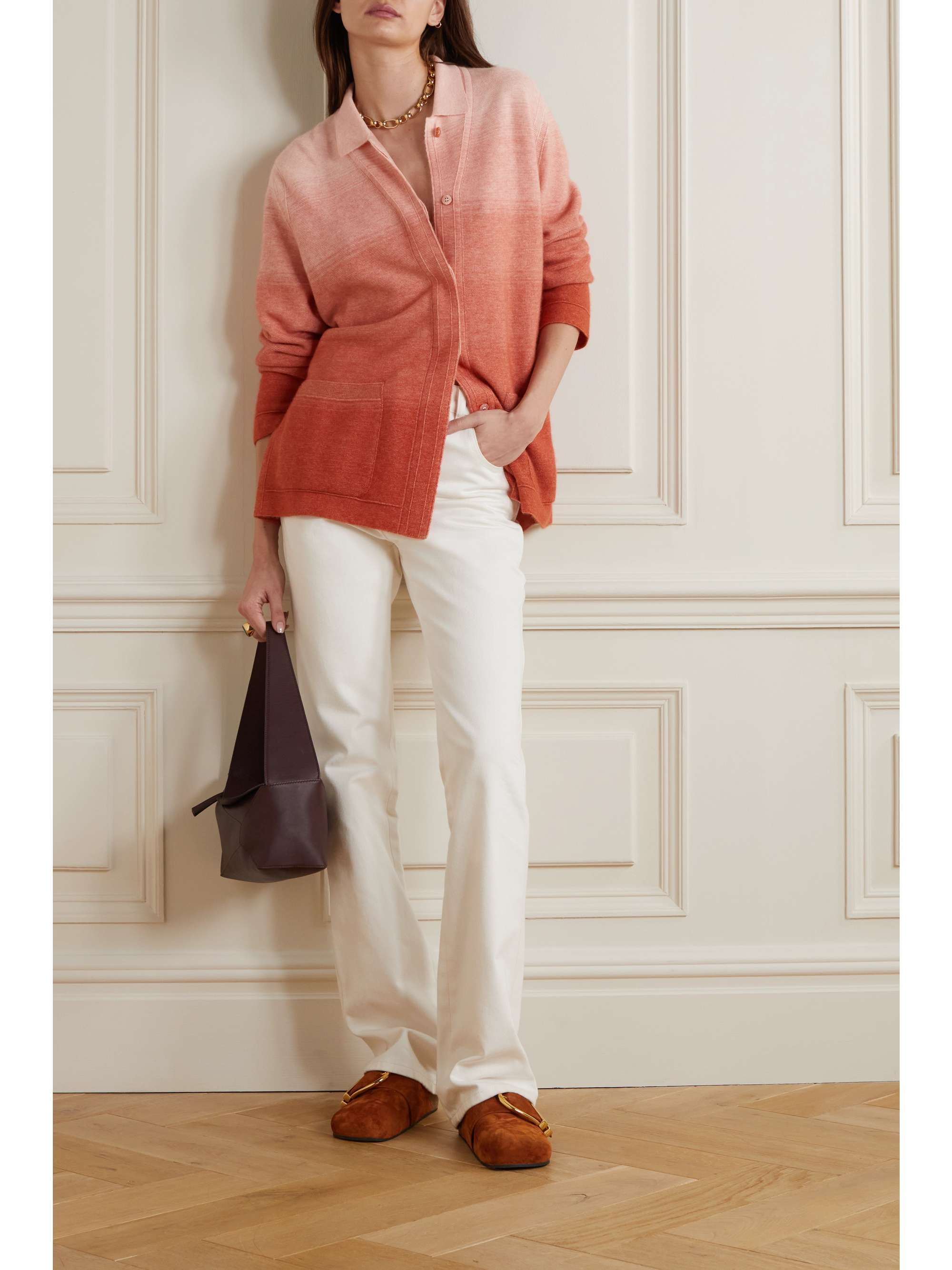 LORO PIANA Dégradé cashmere and silk-blend cardigan