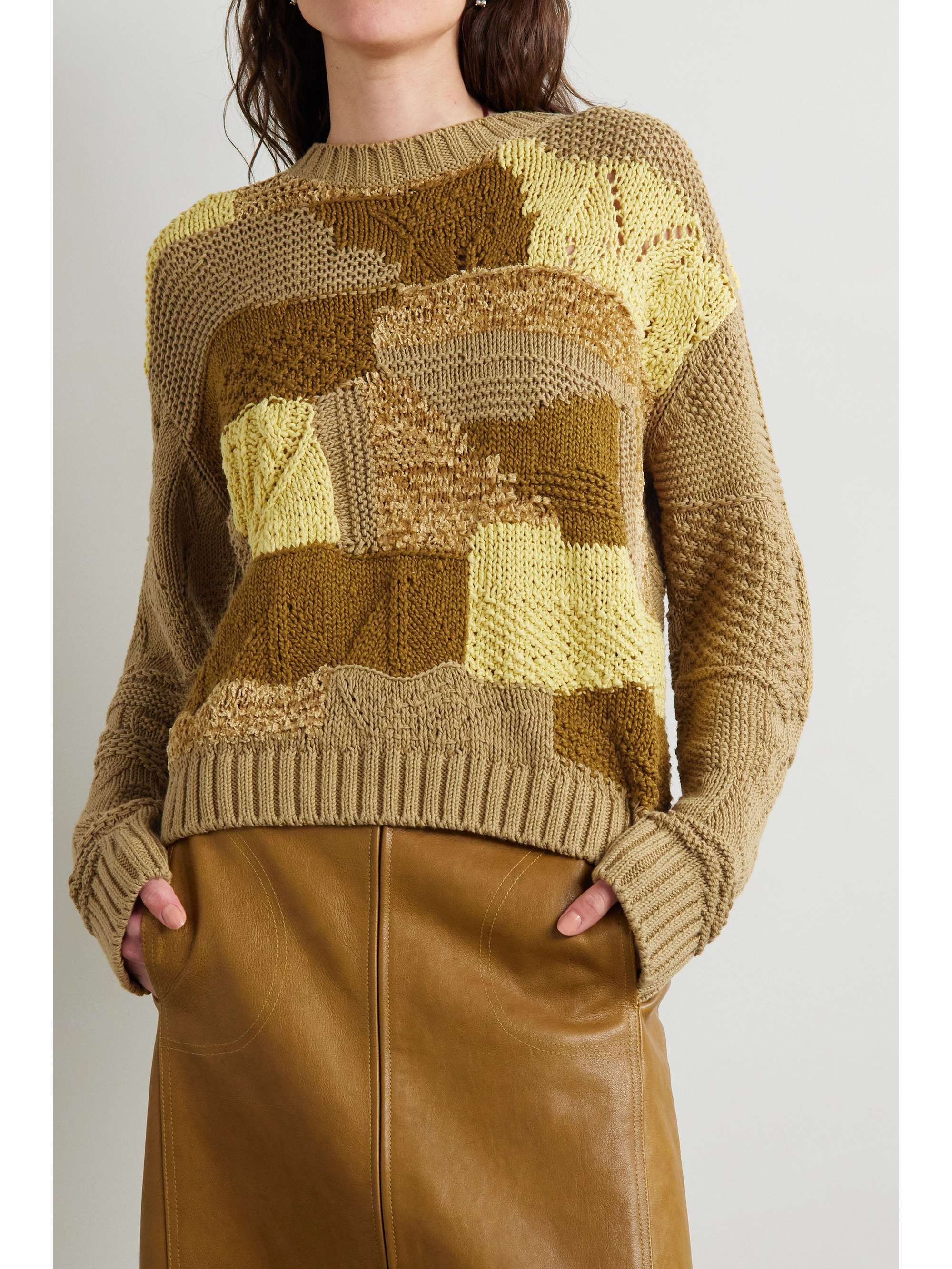 LORO PIANA Salamanca patchwork cotton and silk-blend sweater