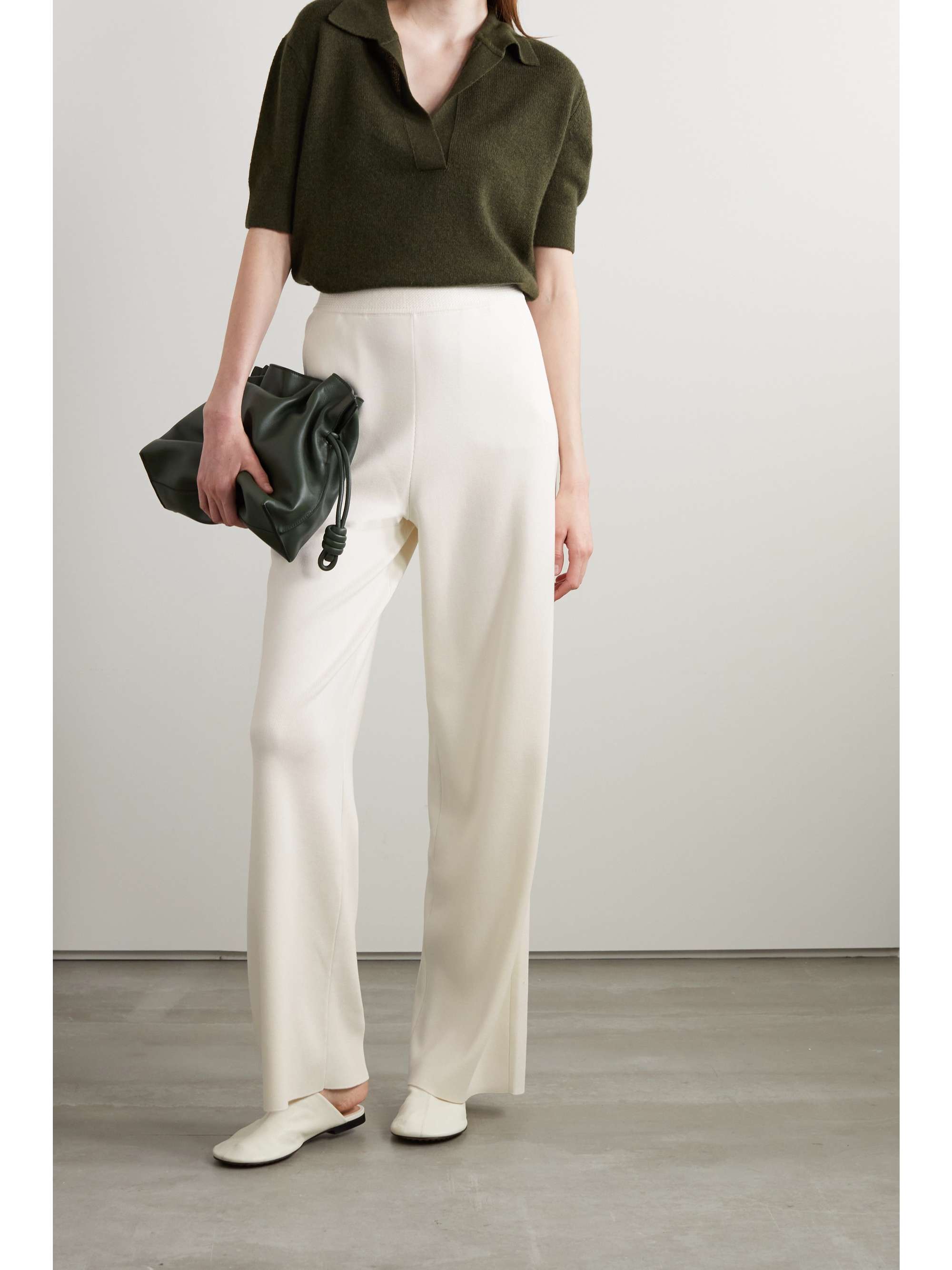 LORO PIANA Silk and cotton-blend wide-leg trousers