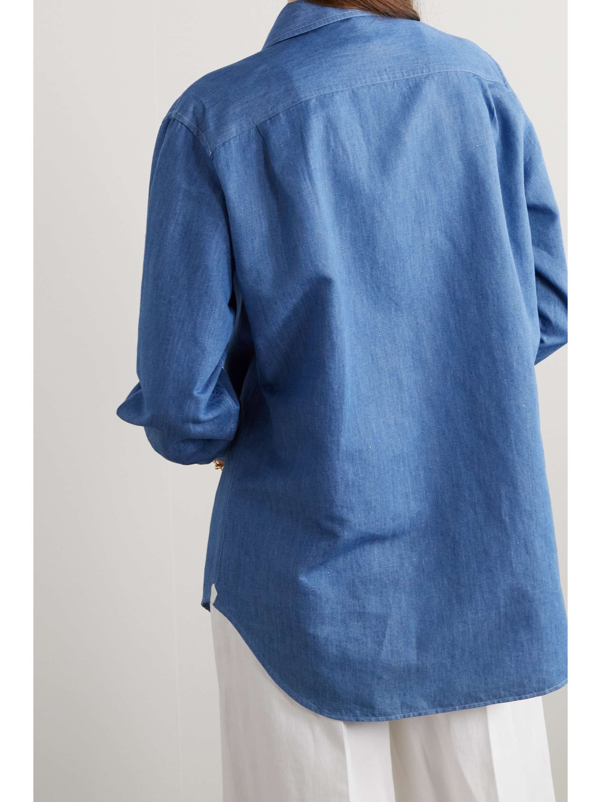 LORO PIANA Andre linen and cotton-blend chambray shirt
