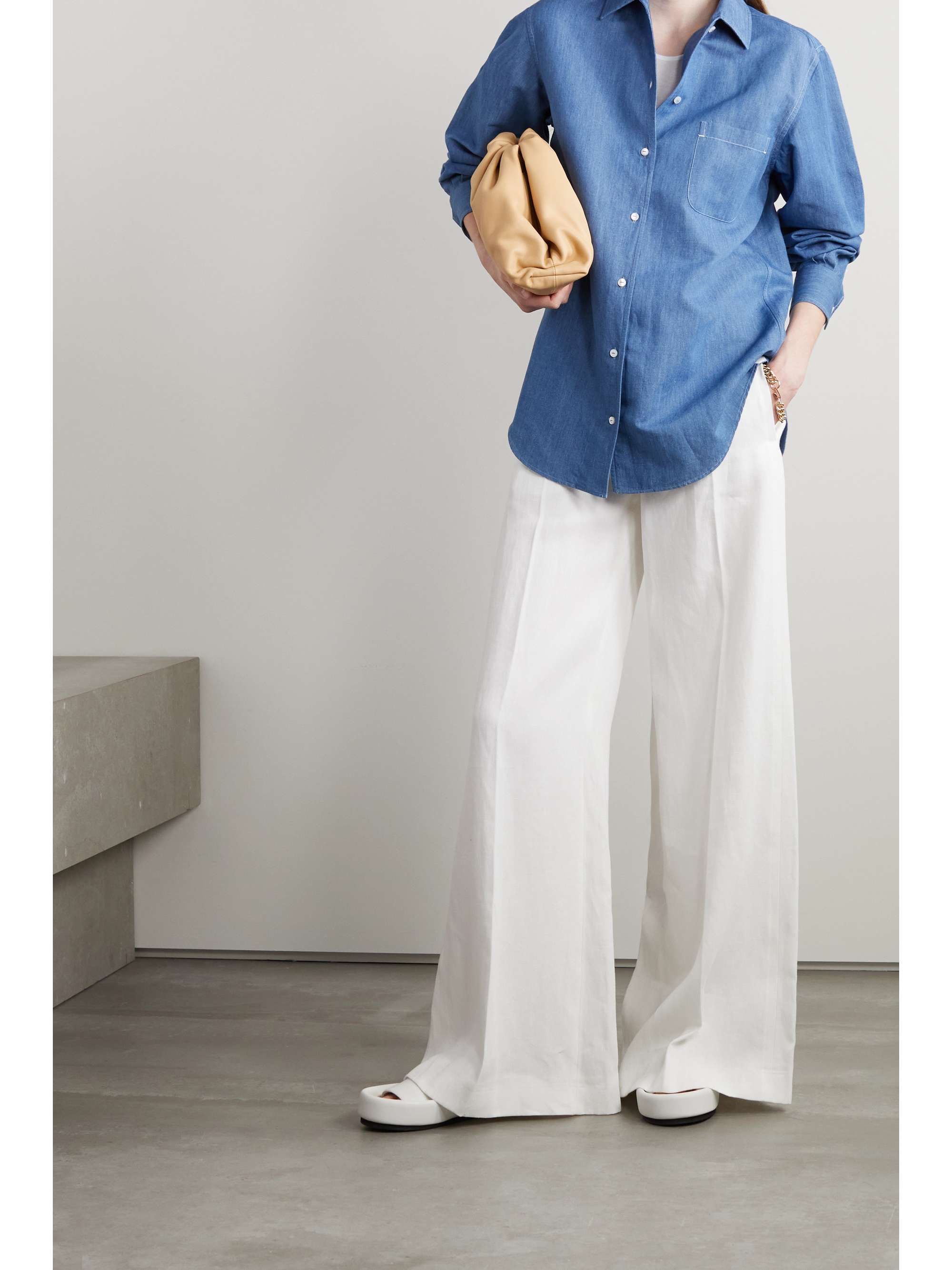 LORO PIANA Andre linen and cotton-blend chambray shirt