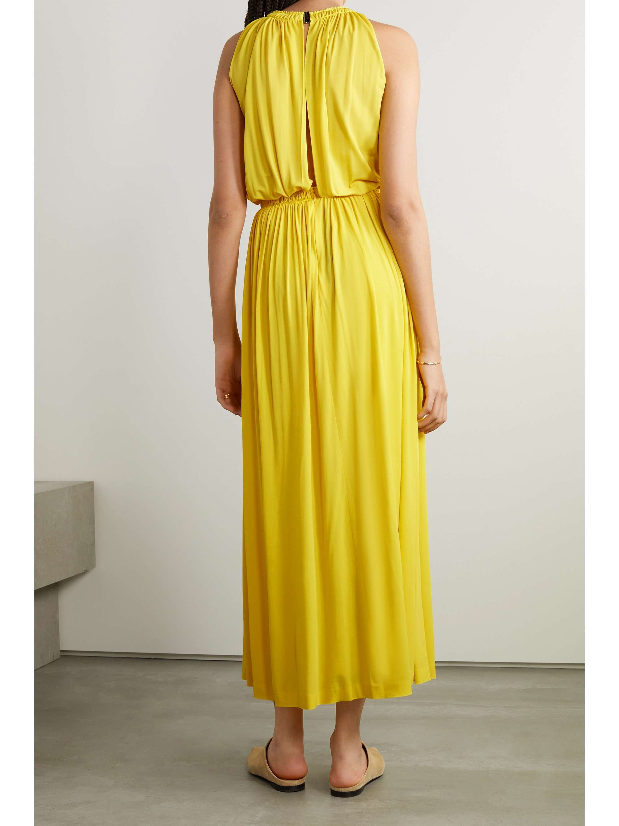 LORO PIANA Robe midi en jersey à plis et à découpe