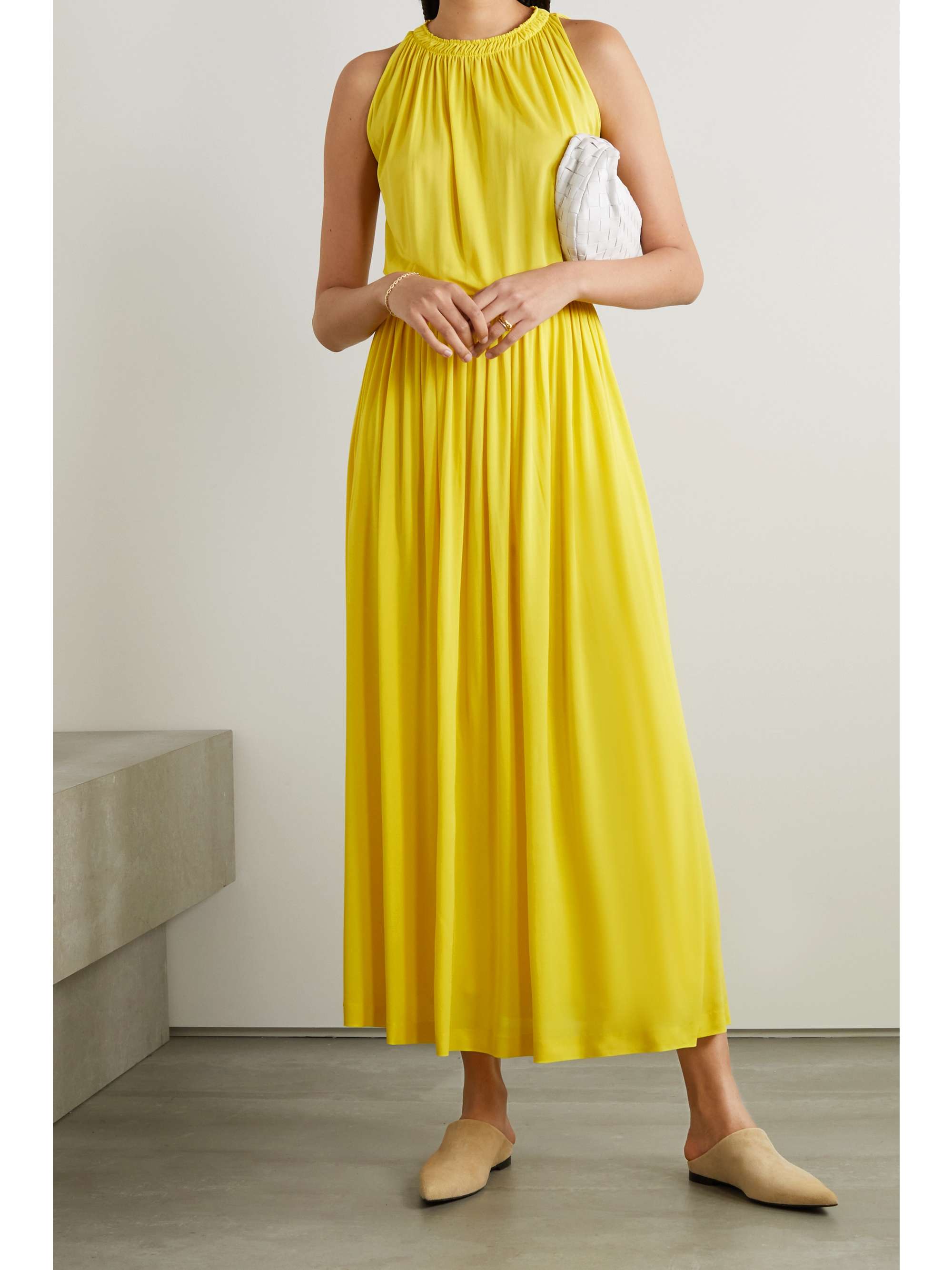 LORO PIANA Cutout pleated jersey midi dress | NET-A-PORTER