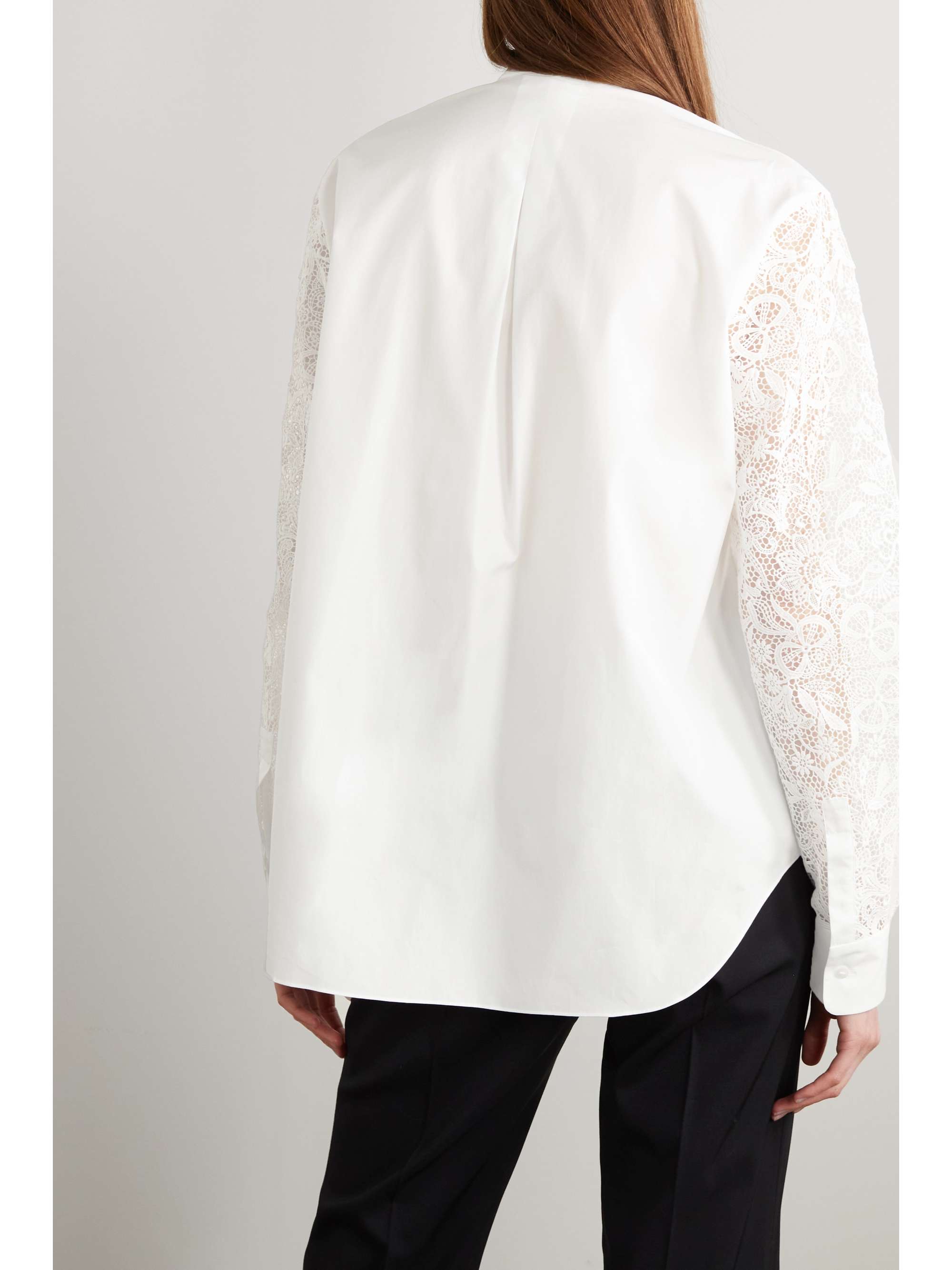 LORO PIANA Ide cotton-poplin and guipure laceshirt