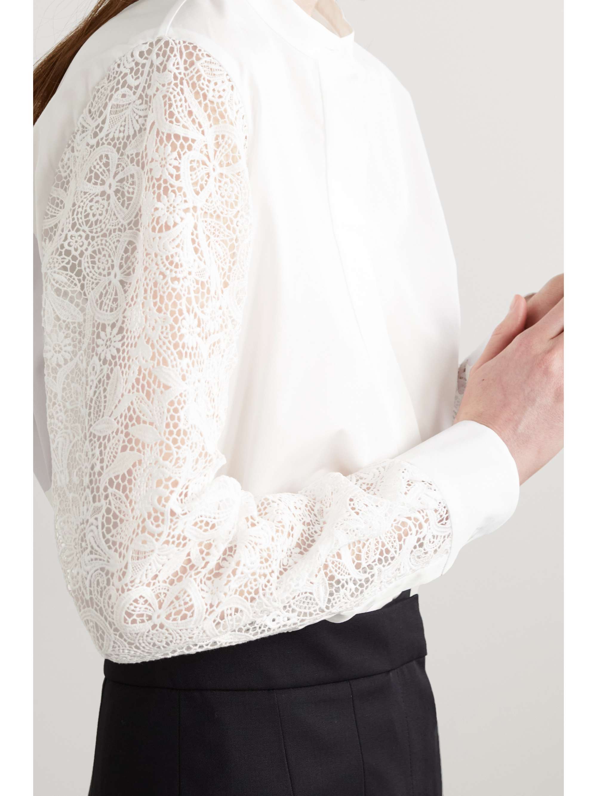 LORO PIANA Ide cotton-poplin and guipure laceshirt