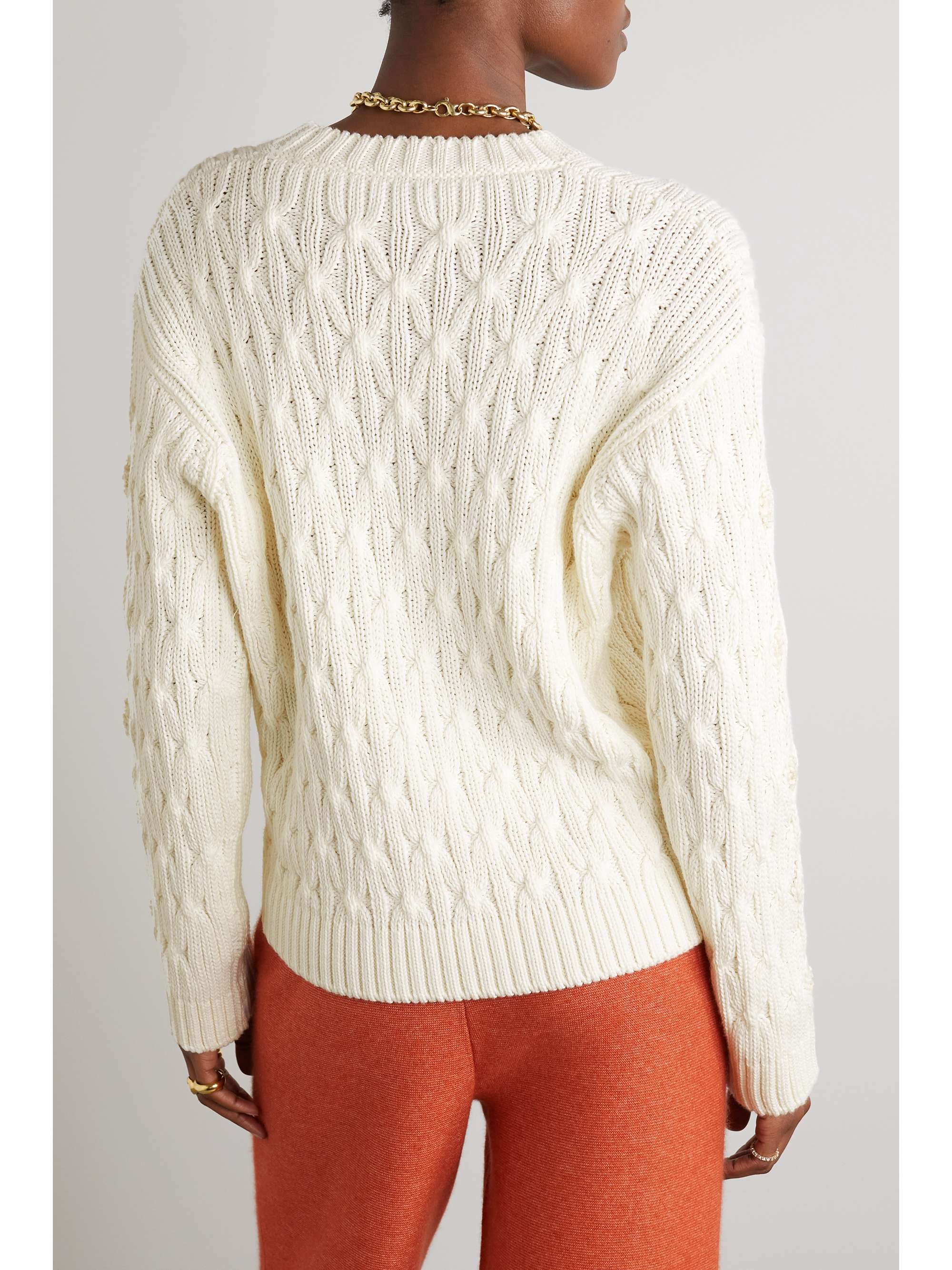 LORO PIANA Valencia verzierter Pullover in Zopfstrick