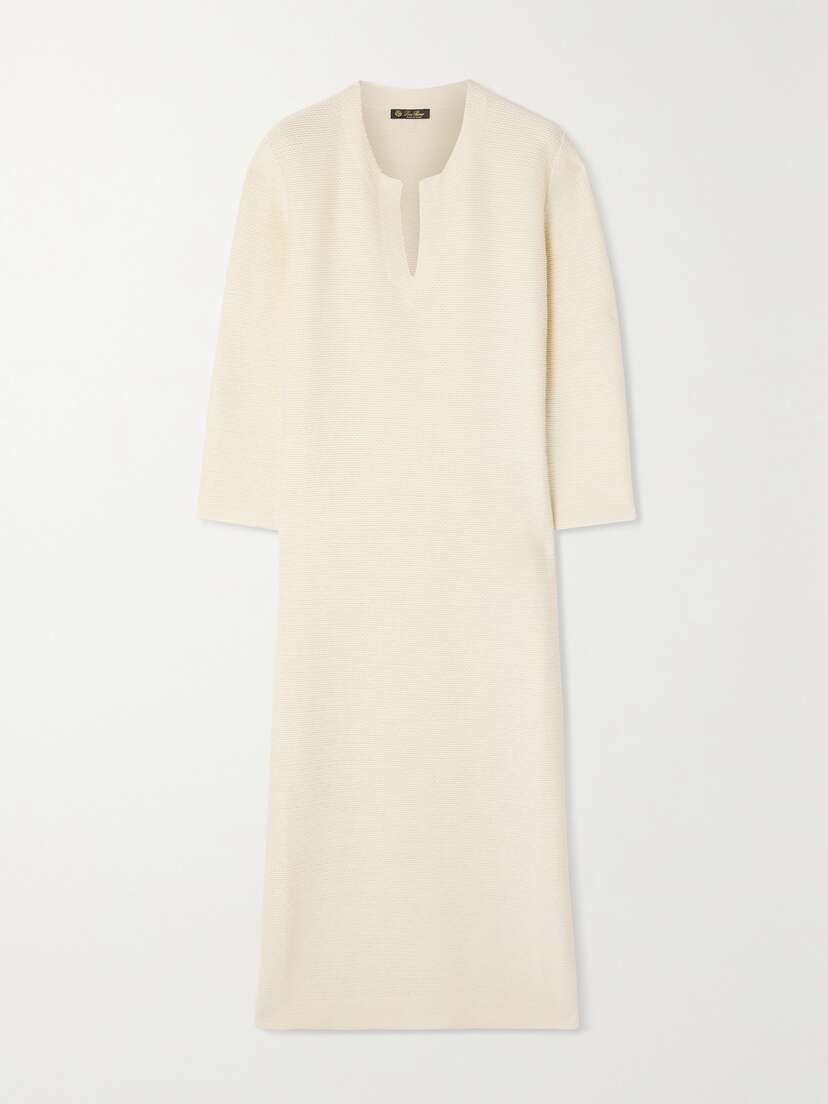 Loro Piana Beirut Ribbed Cashmere And Silk-blend Midi Dress