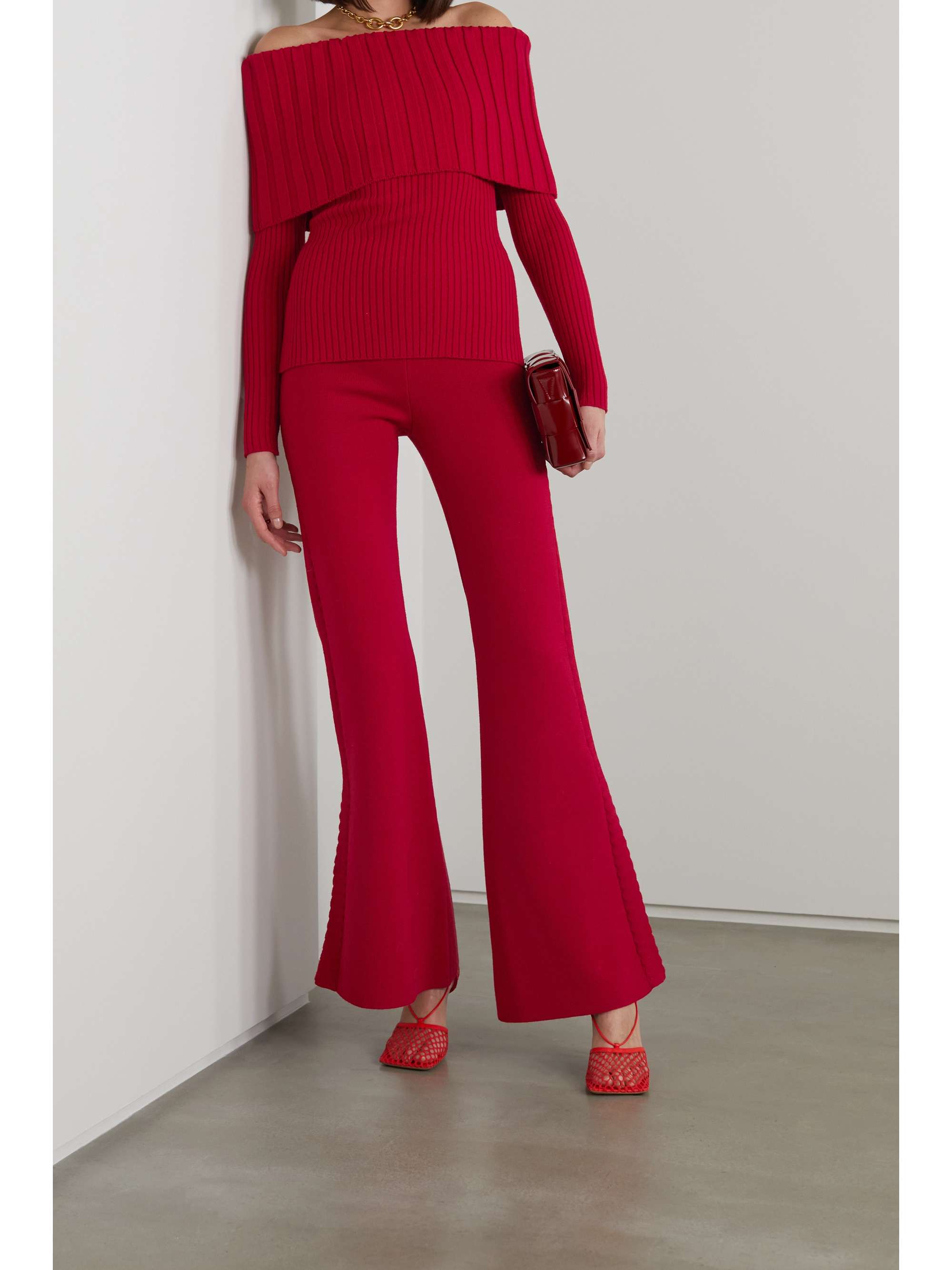 SAFIYAA Azalea merino wool-blend flared pants