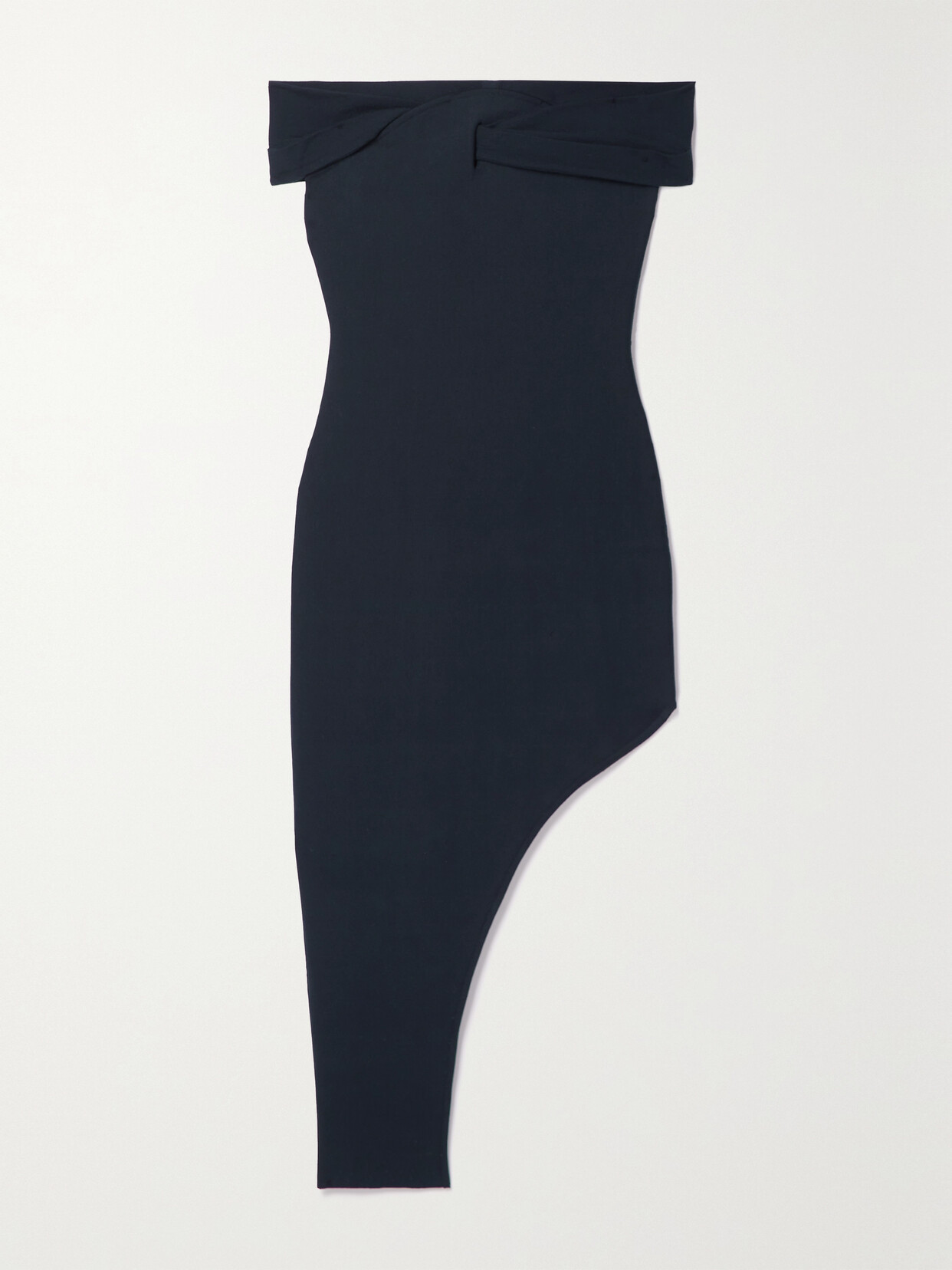 Safiyaa Nouvia Asymmetric Off-the-shoulder Stretch-ponte Midi Dress - Blue