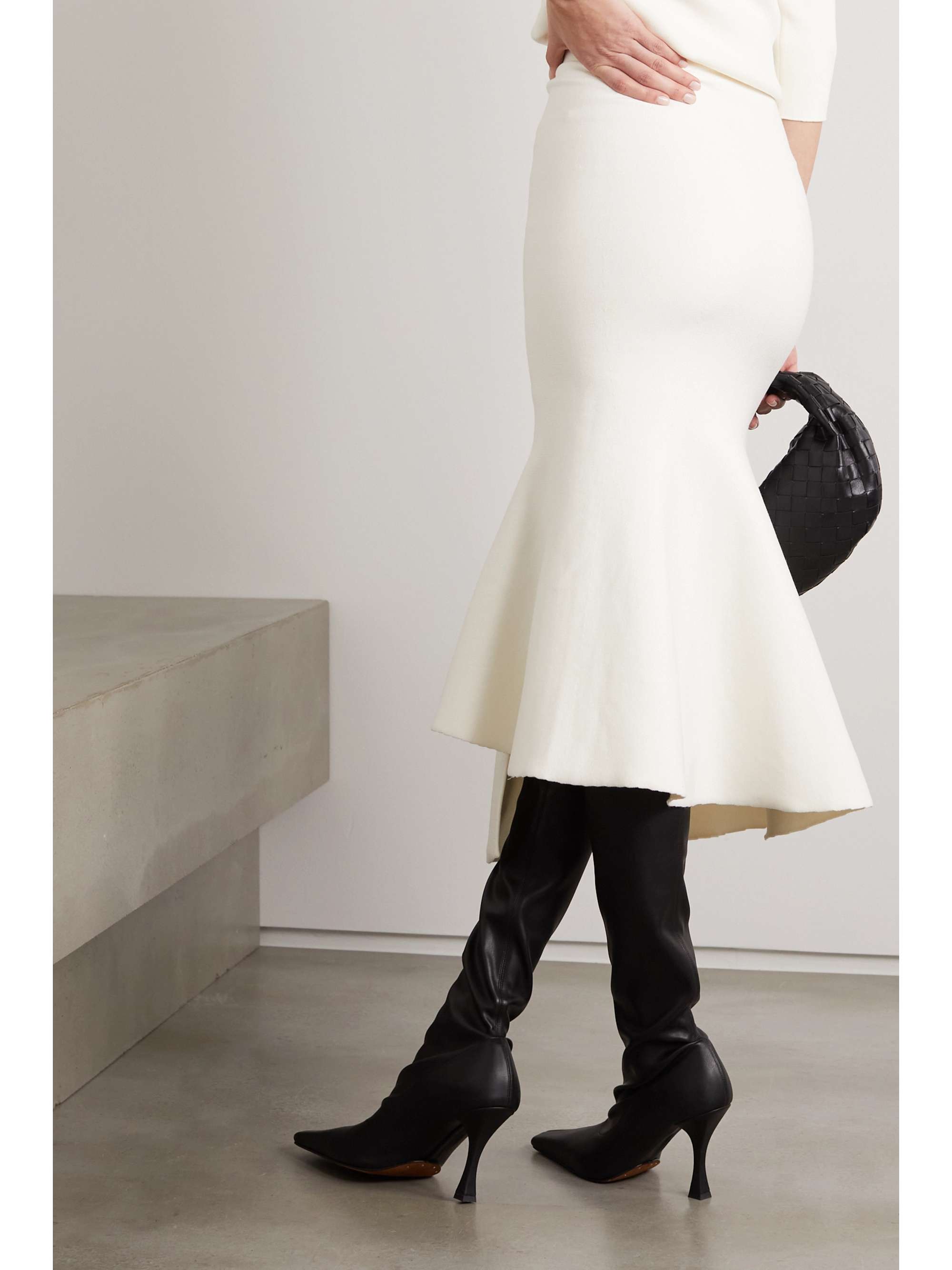 SAFIYAA Alodie asymmetric stretch-knit midi skirt