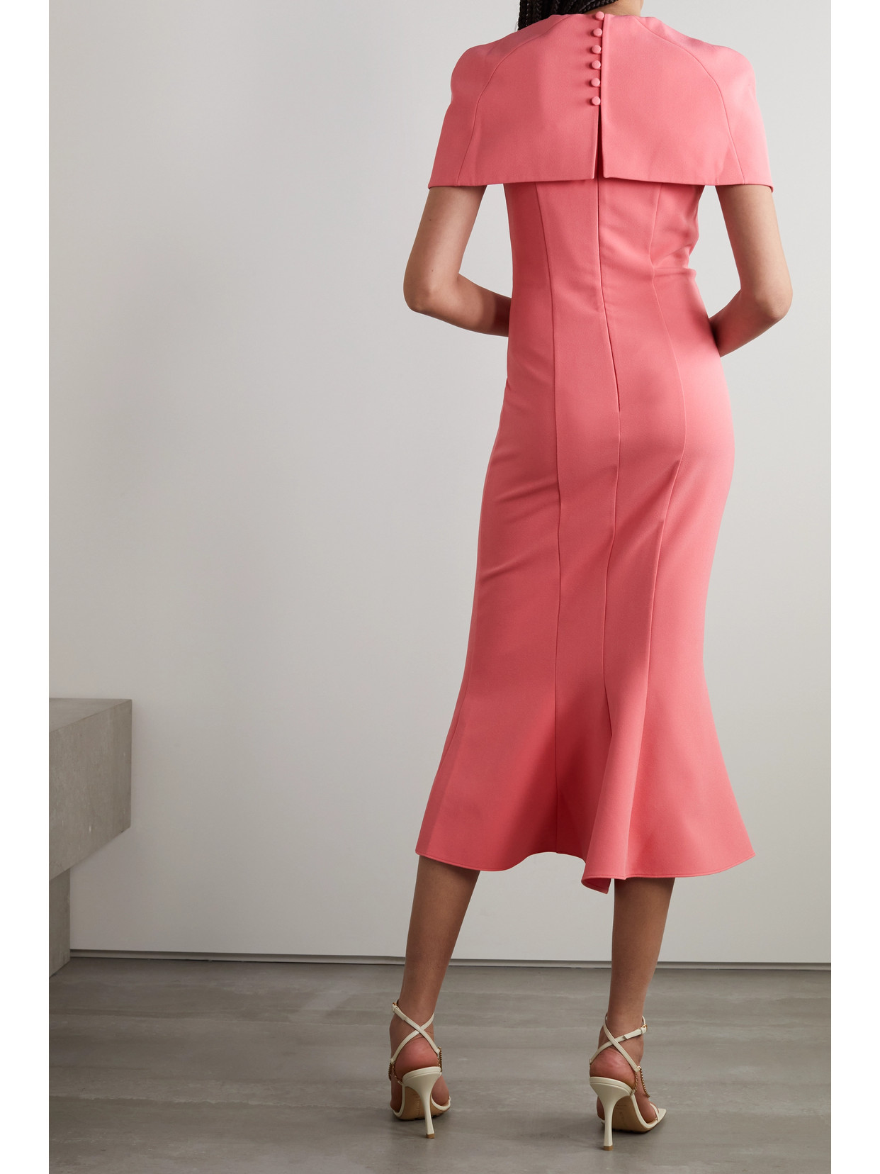 Safiyaa Ginka Cape-effect Strech-crepe Midi Dress In Pink