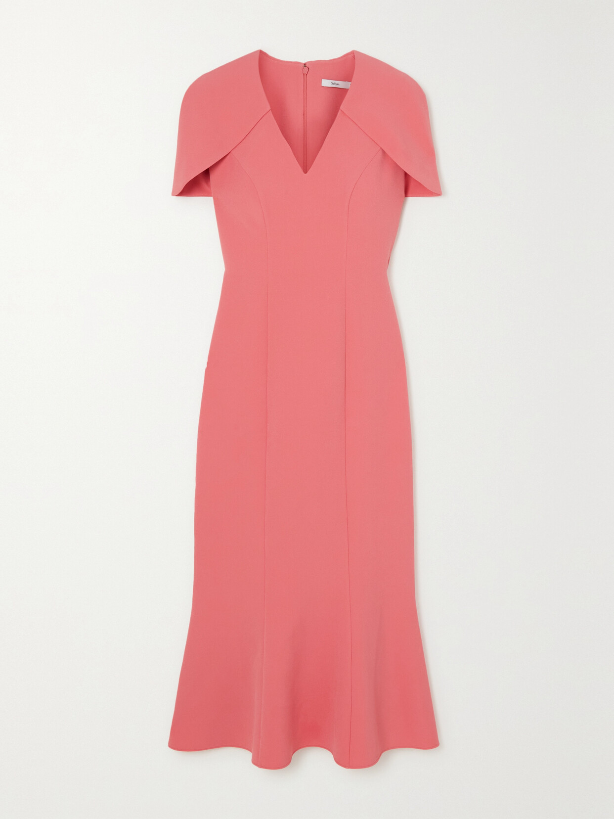 Safiyaa Ginka Cape-effect Strech-crepe Midi Dress In Pink